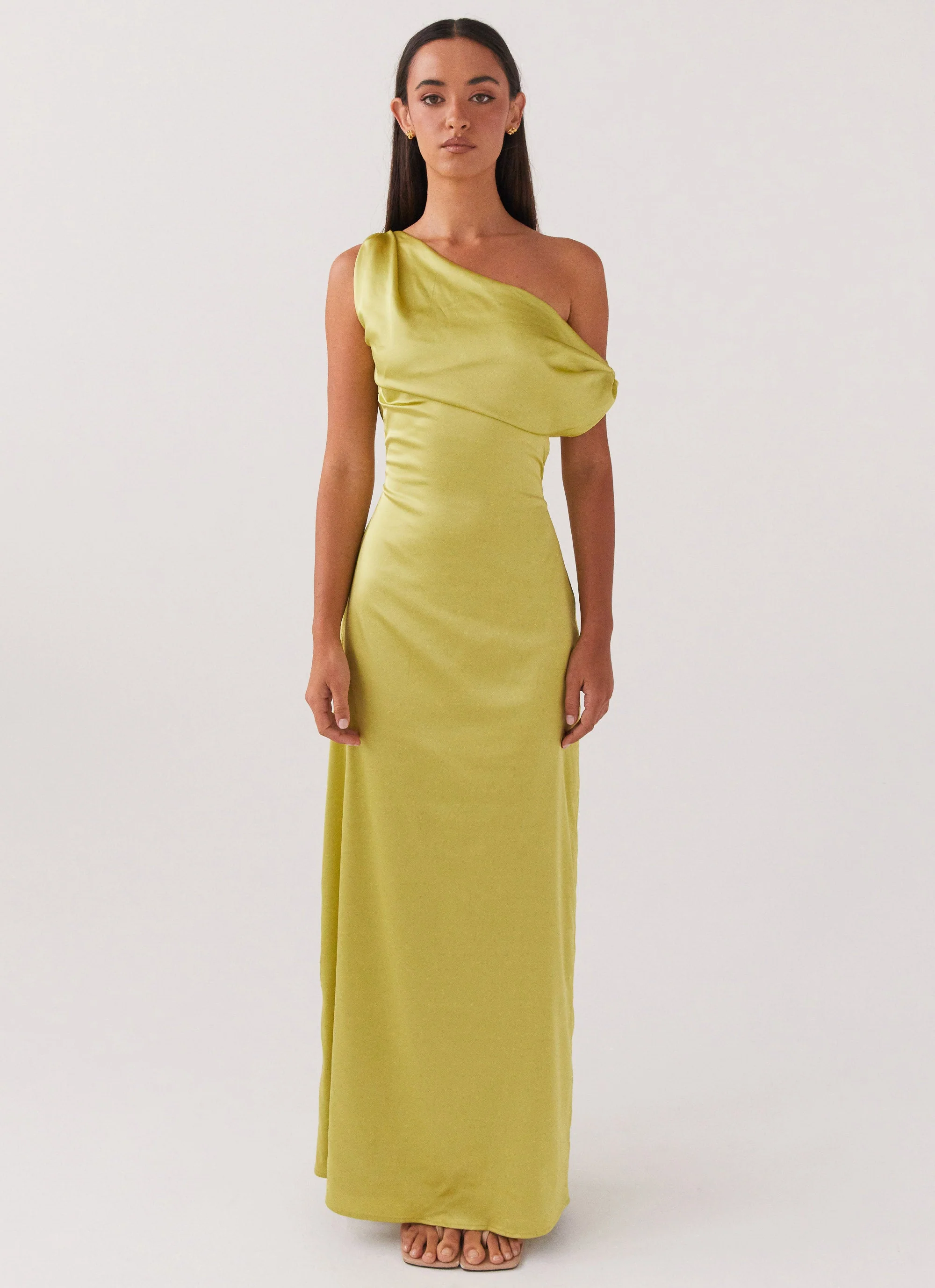 Heart Of Glass Satin Maxi Dress - Chartreuse - Image 2