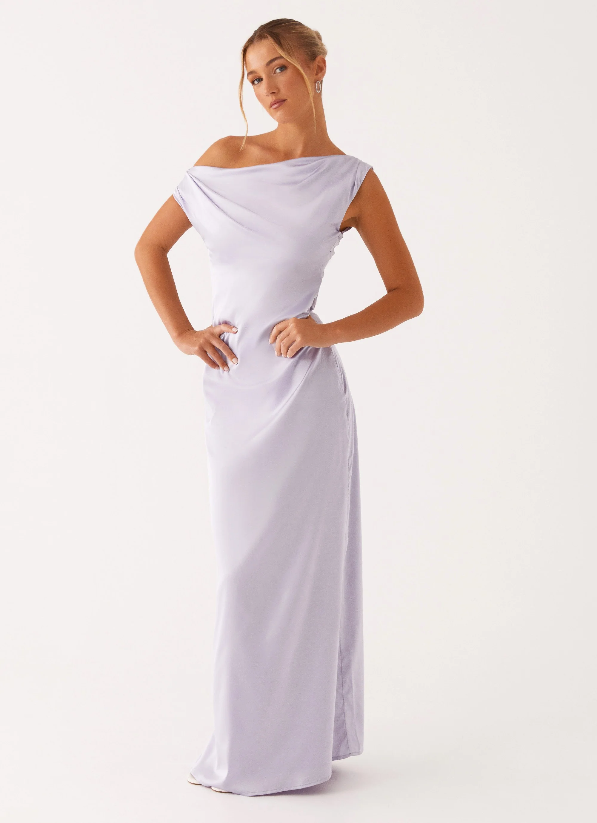 Heart Of Glass Satin Maxi Dress - Lilac - Image 6
