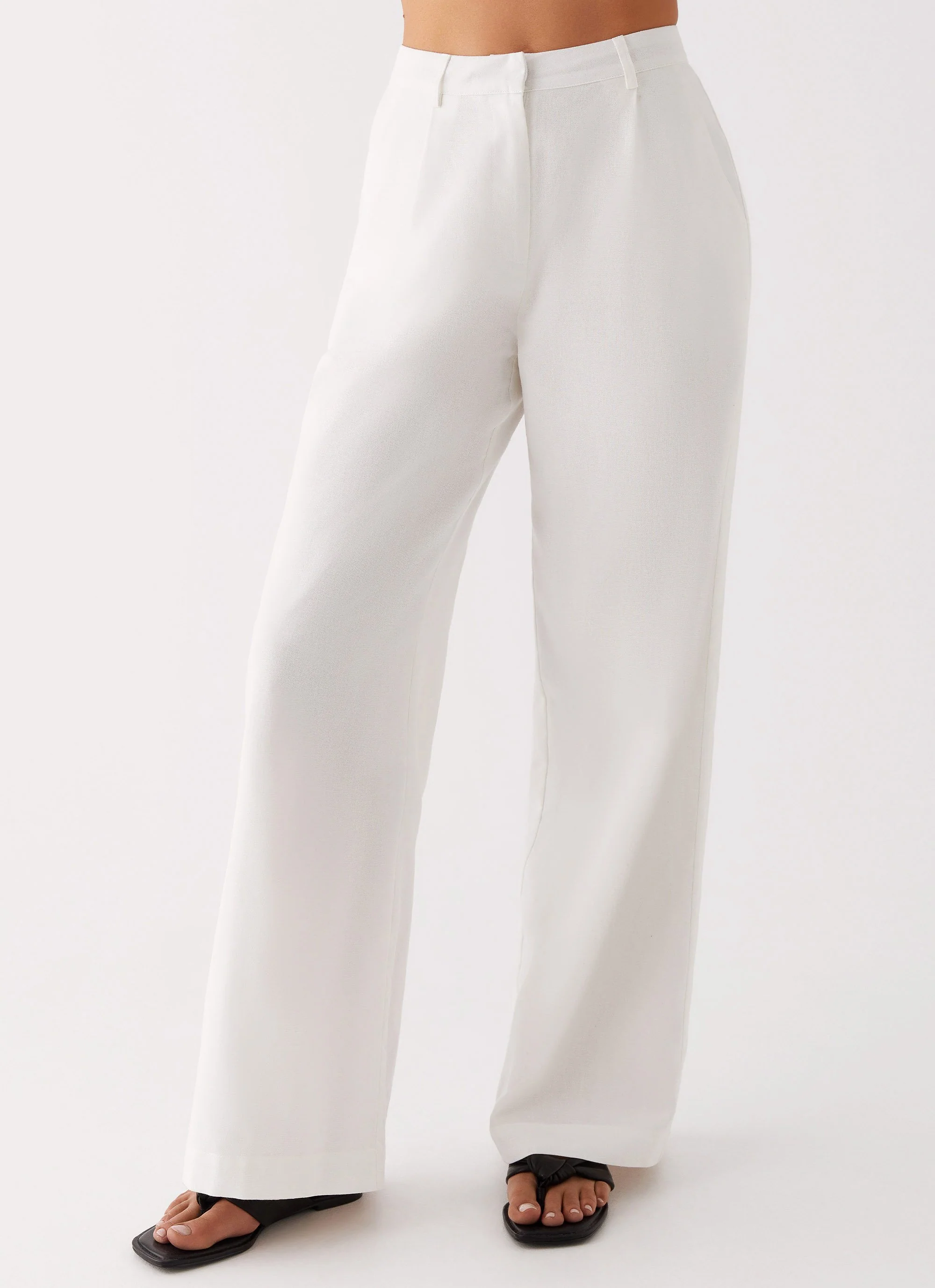 Heatwave Linen Wide Leg Pants - White - Image 5