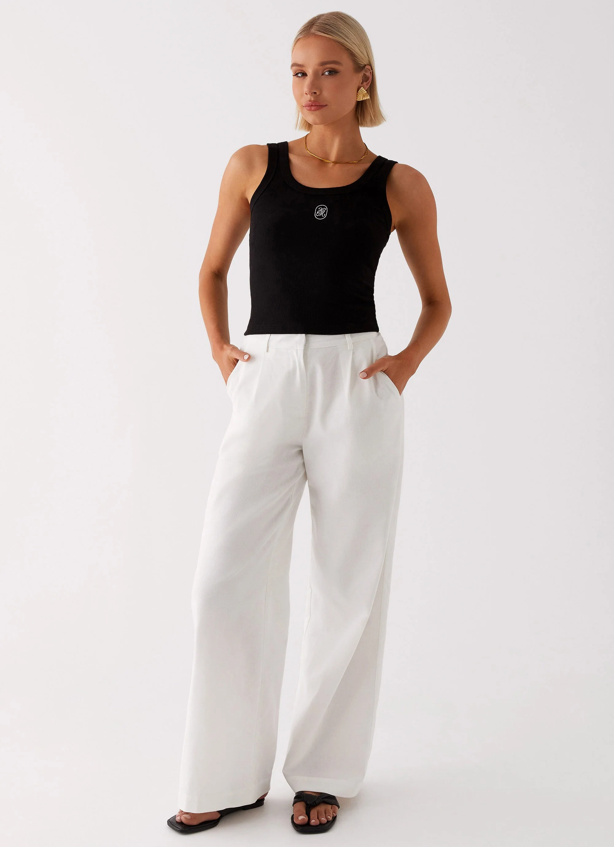 Heatwave Linen Wide Leg Pants - White - Image 6