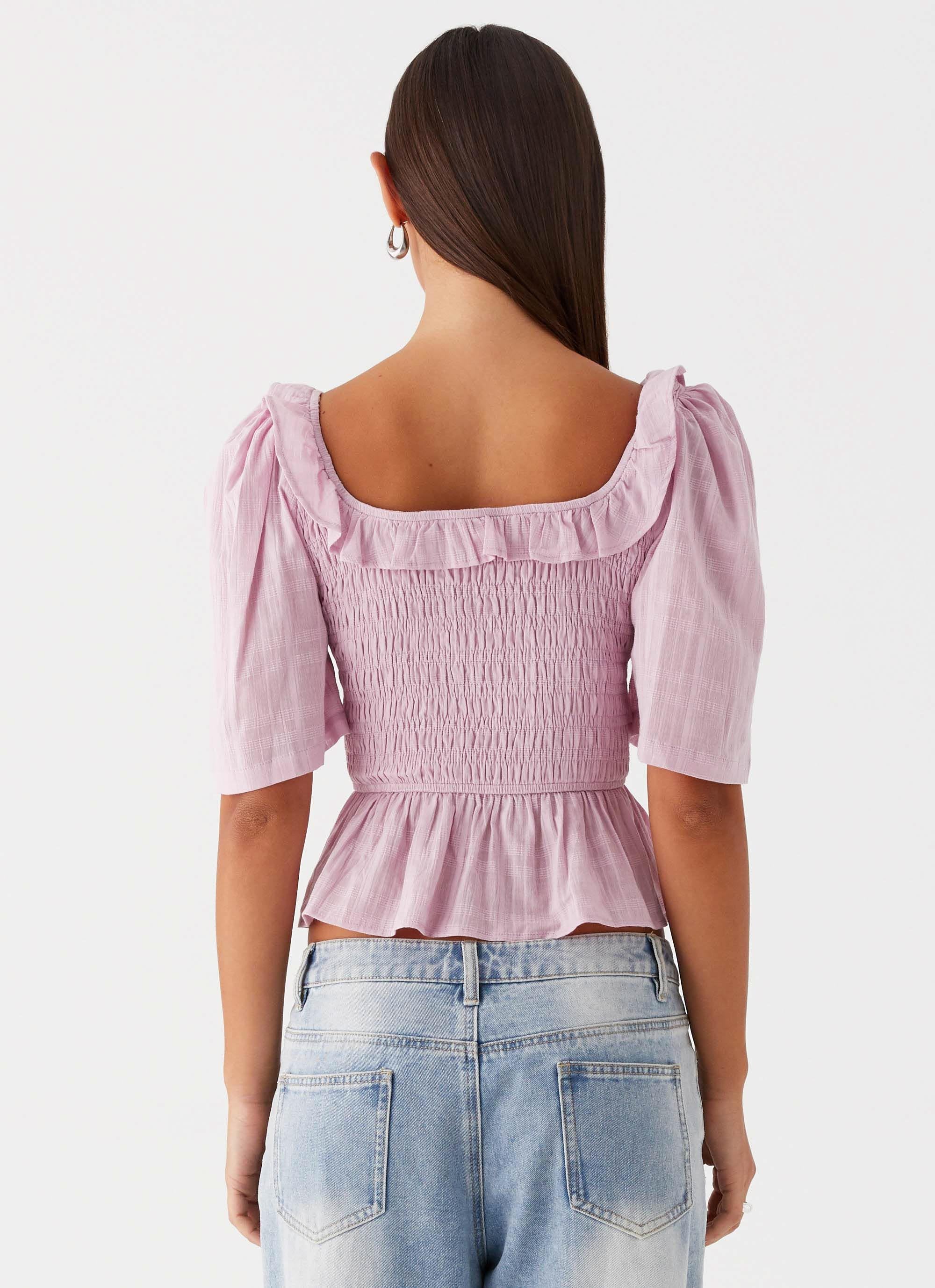 Hidden Gem Shirring Top - Purple - Image 4