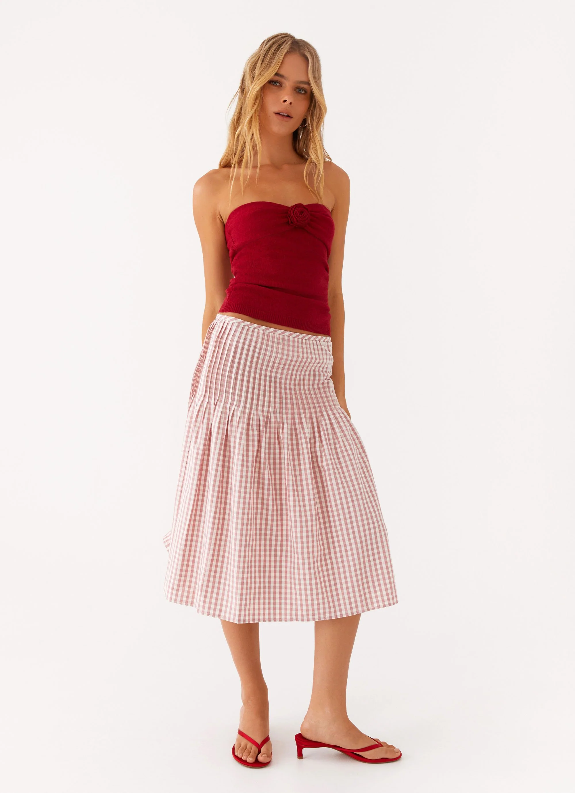 Hidden Hills Knit Rose Top - Maroon - Image 6