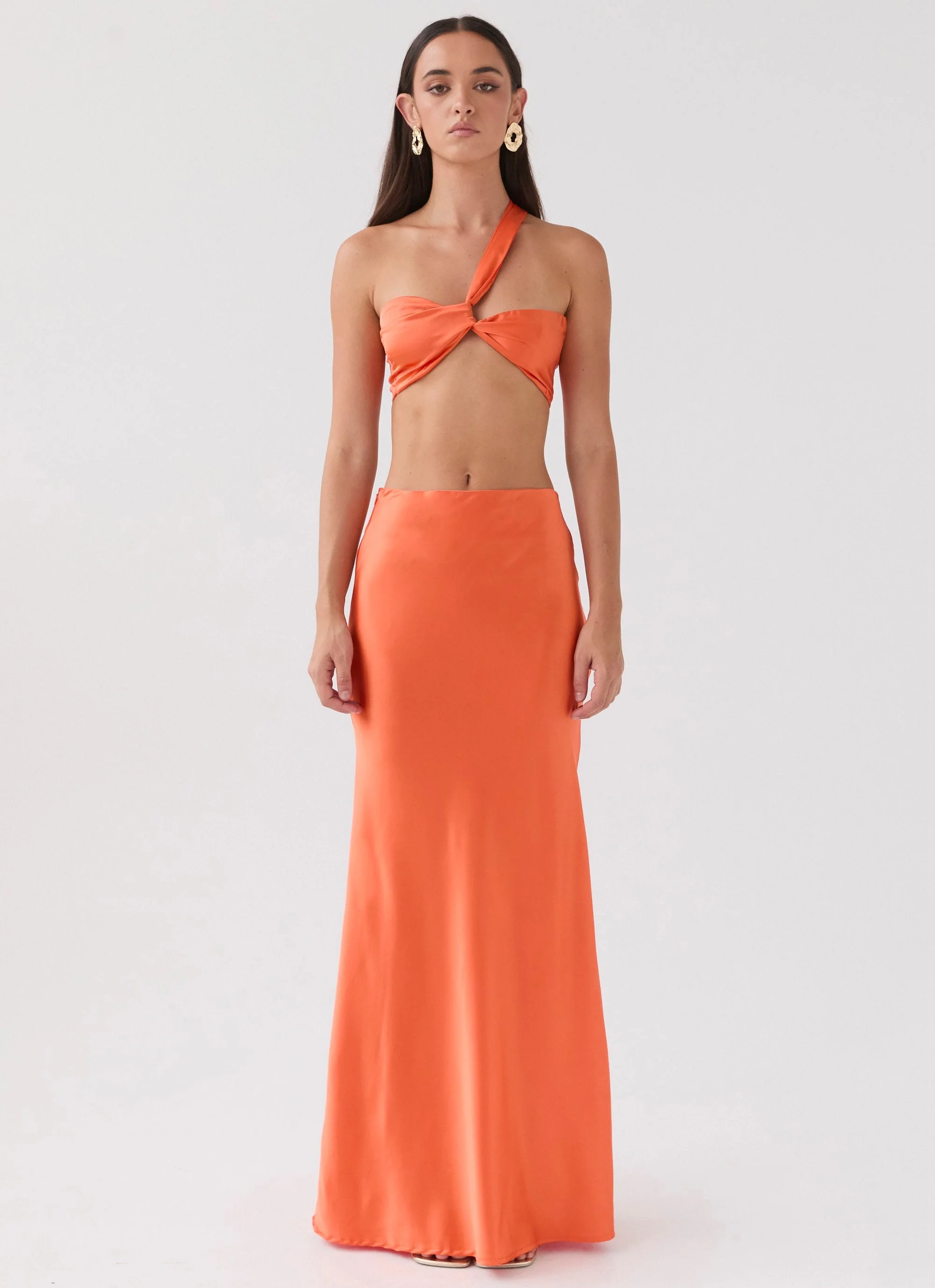 Hidden Oasis Satin Top - Tangerine - Image 4