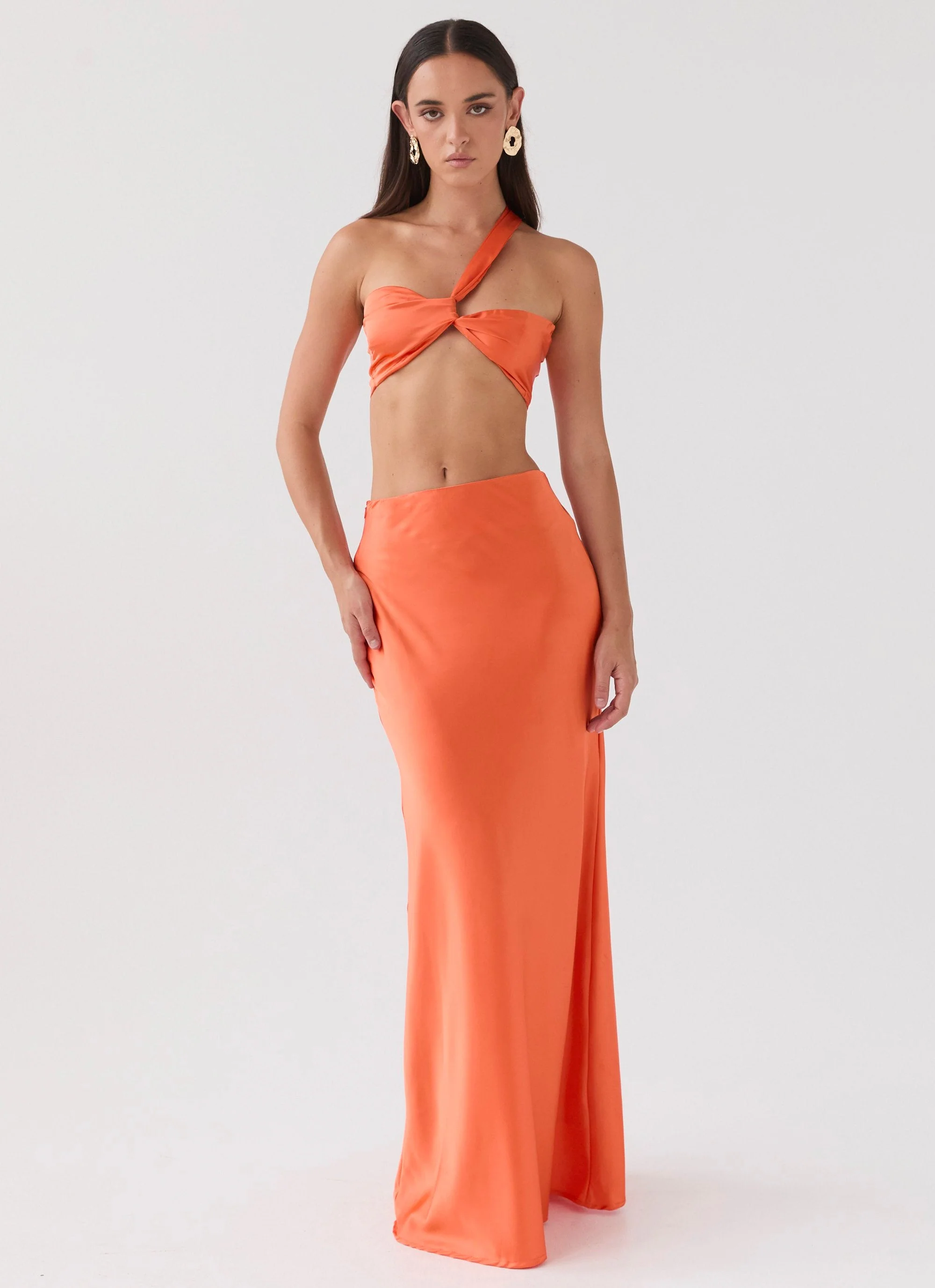 Hidden Oasis Satin Top - Tangerine - Image 7