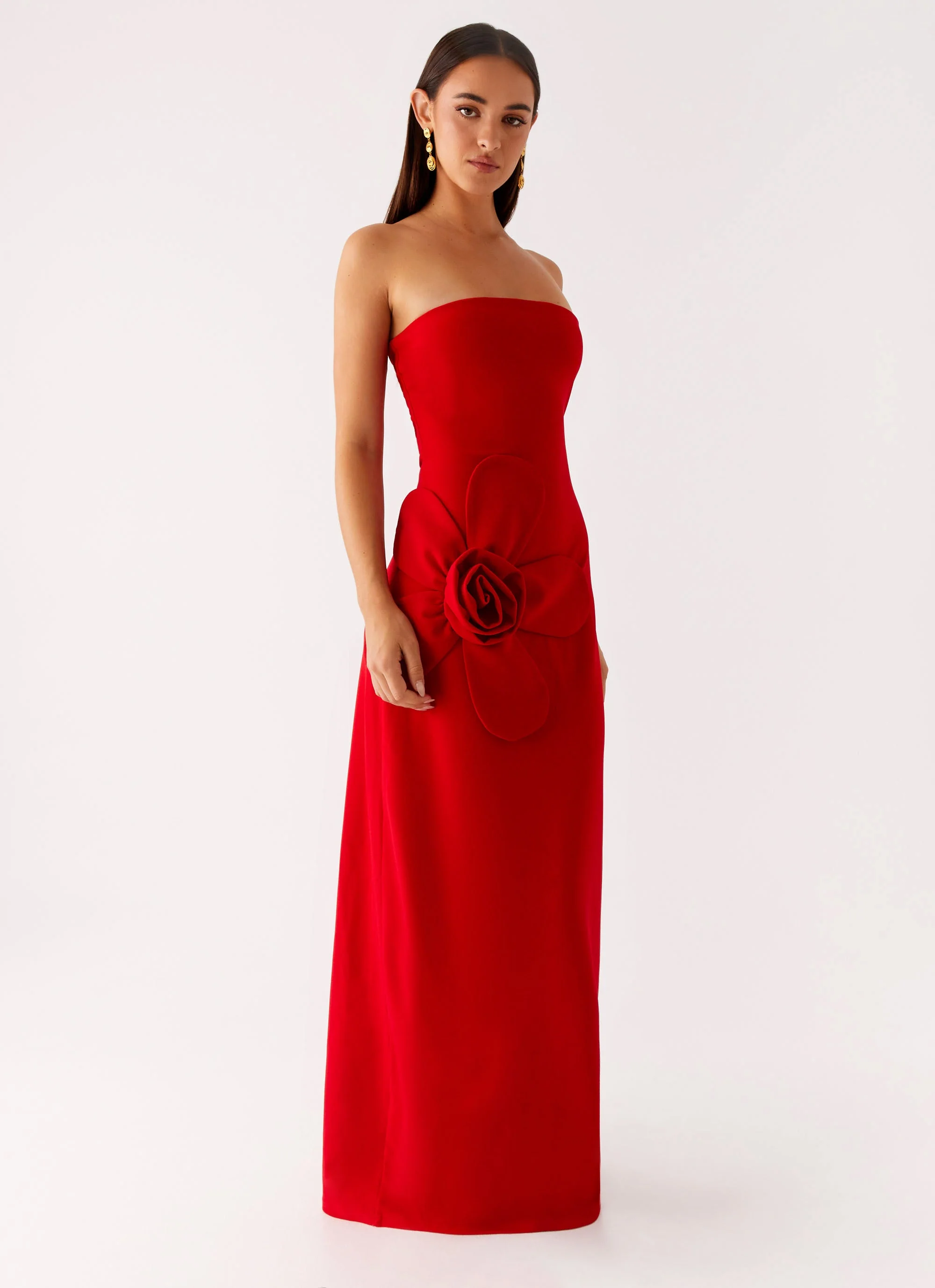 Hilton Strapless Maxi Dress - Red - Image 4