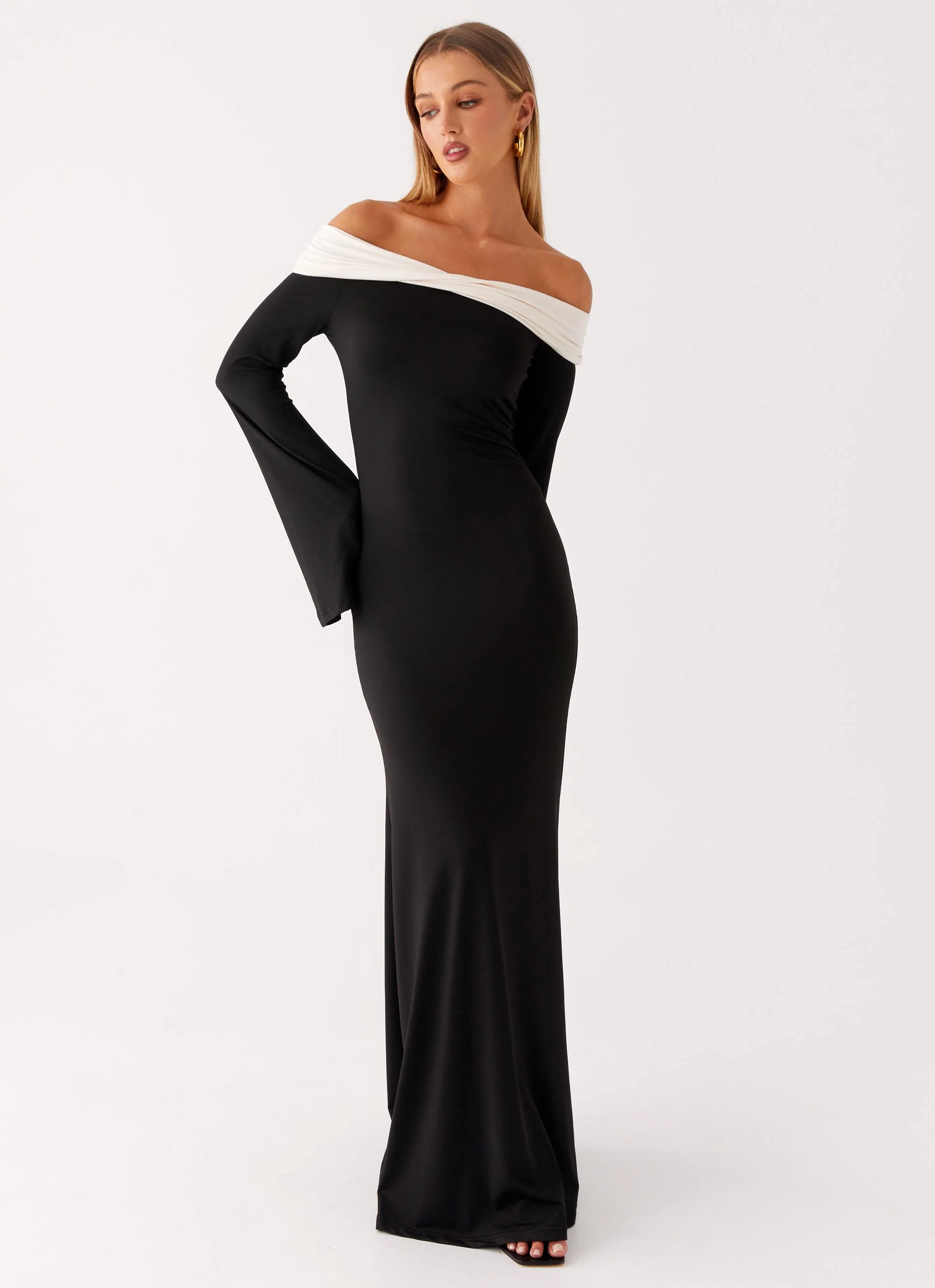 Hits Different Long Sleeve Maxi Dress - Black - Image 5
