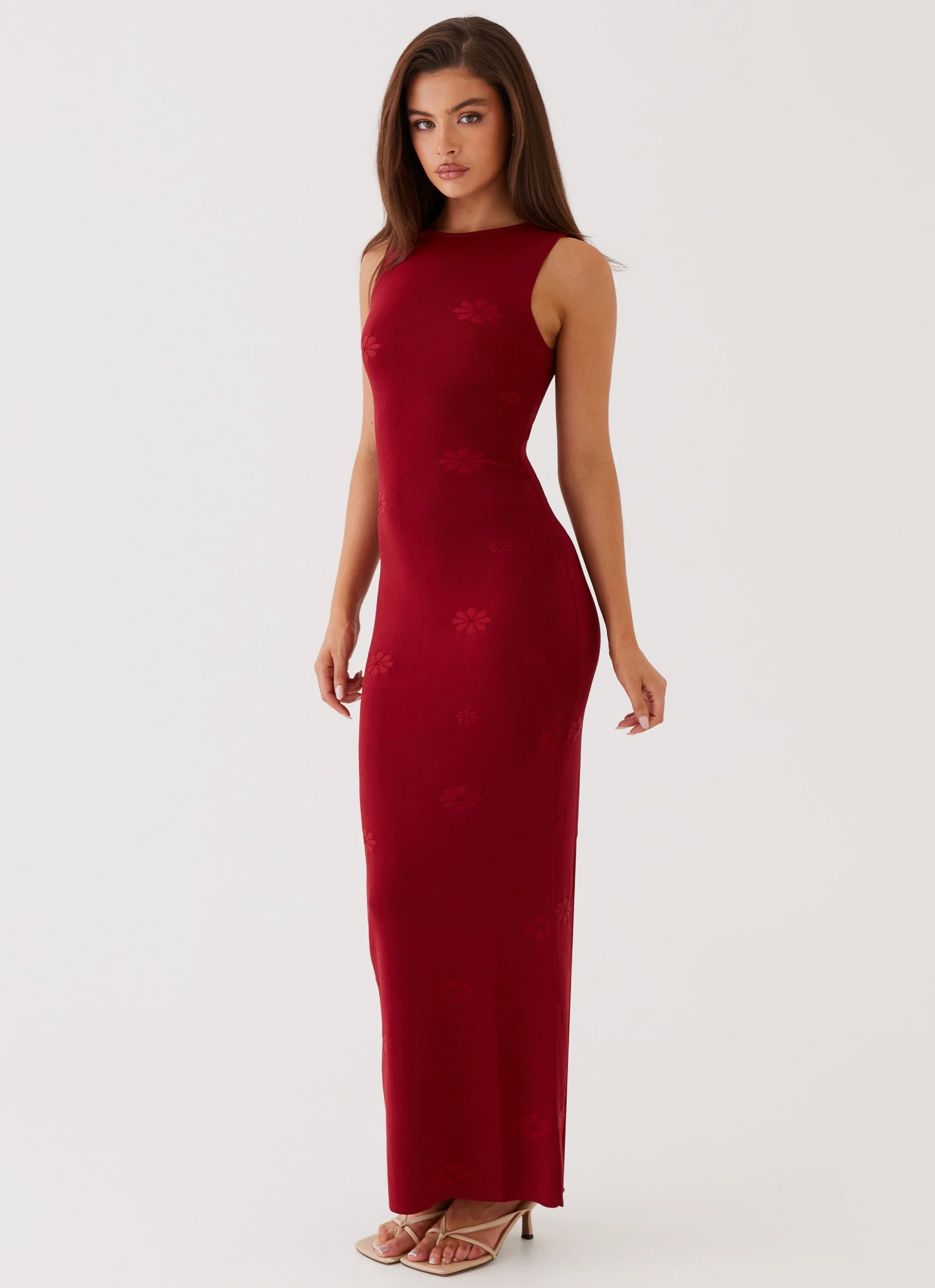 Holly Knit Maxi Dress - Red - Image 3
