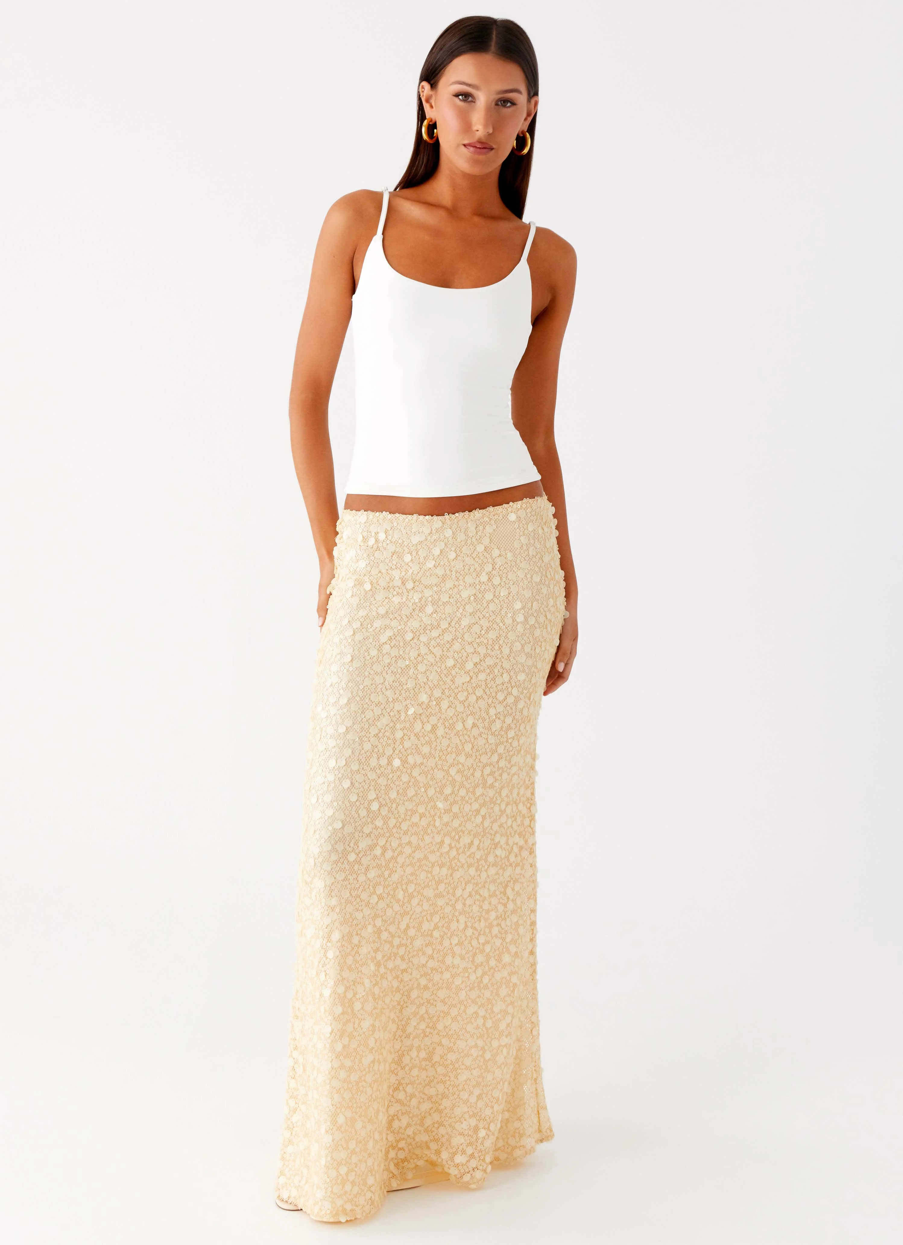 Honestly Sequin Maxi Skirt - Yellow - Image 7