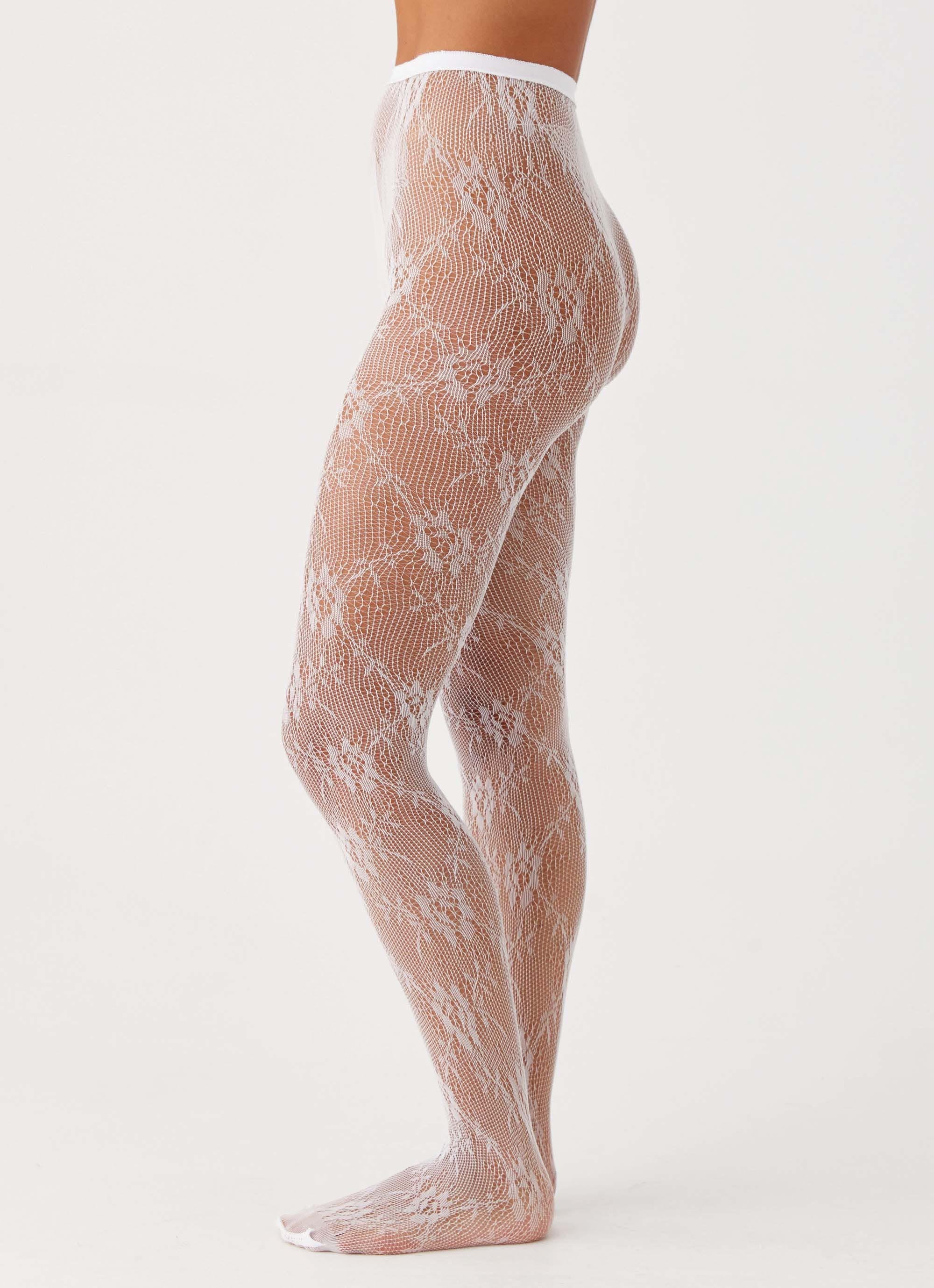 Honor Lace Stockings - White - Image 2
