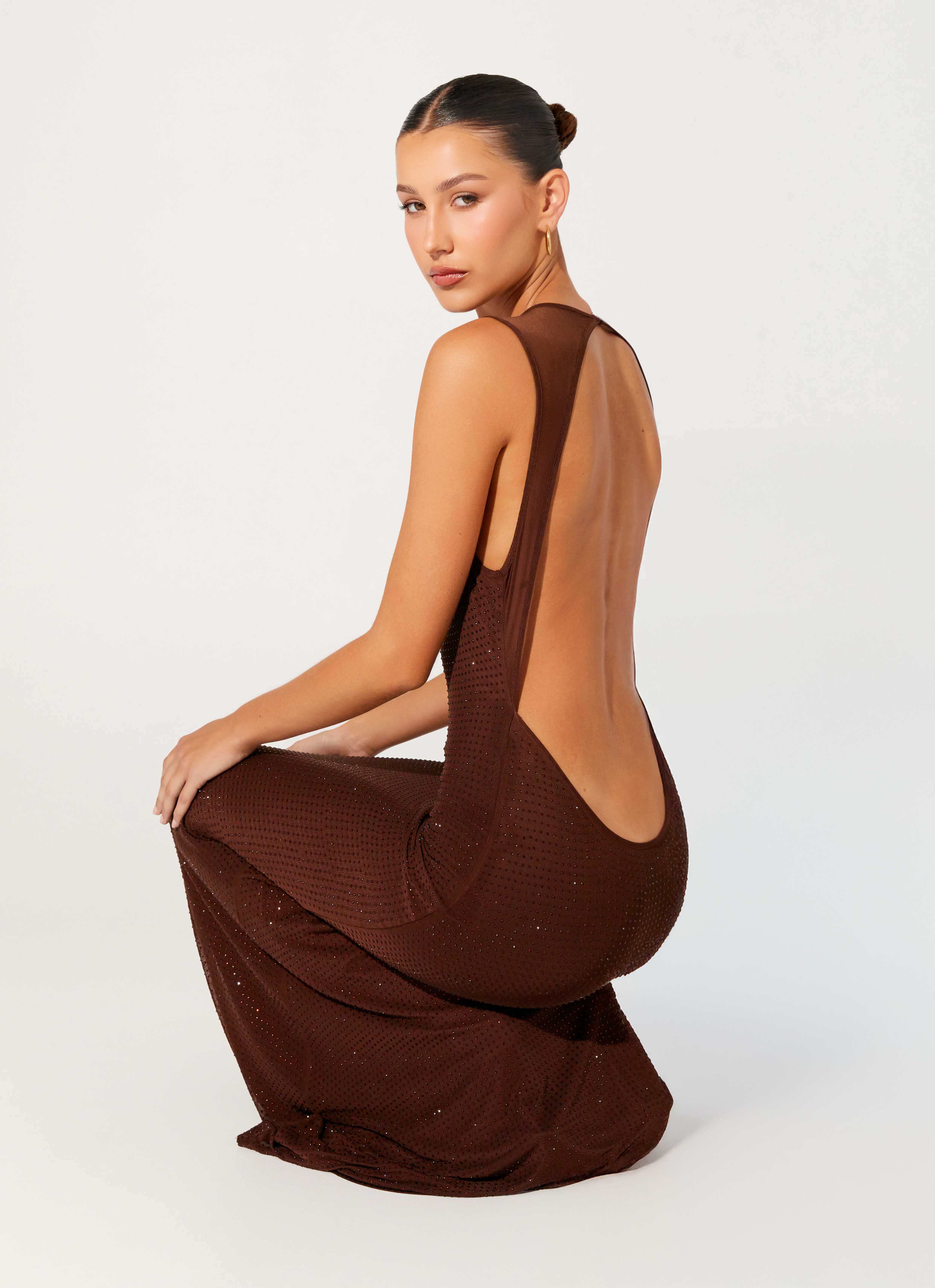 Hot Sequins Maxi Dress - Chocolate - Image 5
