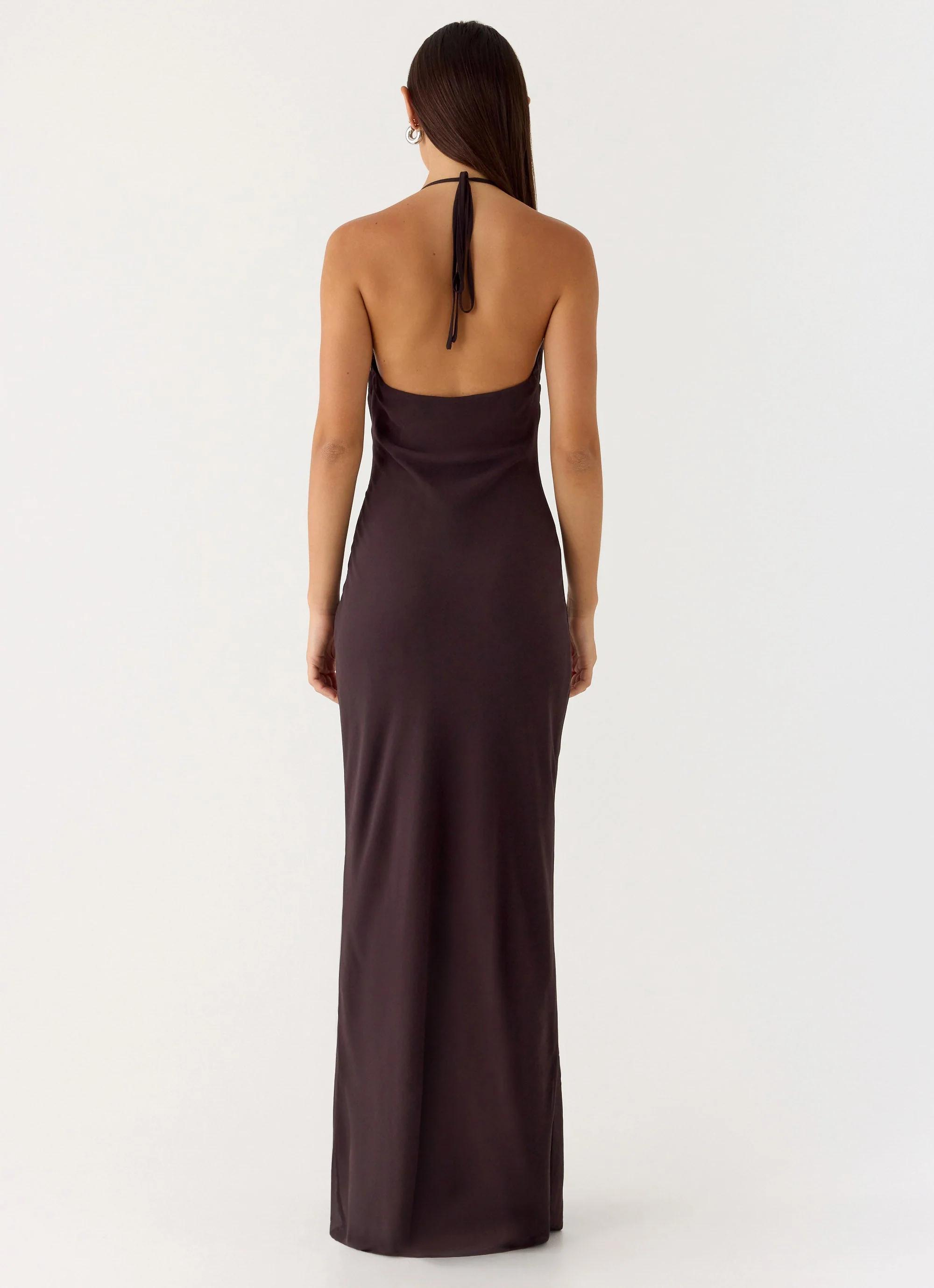 Indya Halter Maxi Dress - Chocolate - Image 3