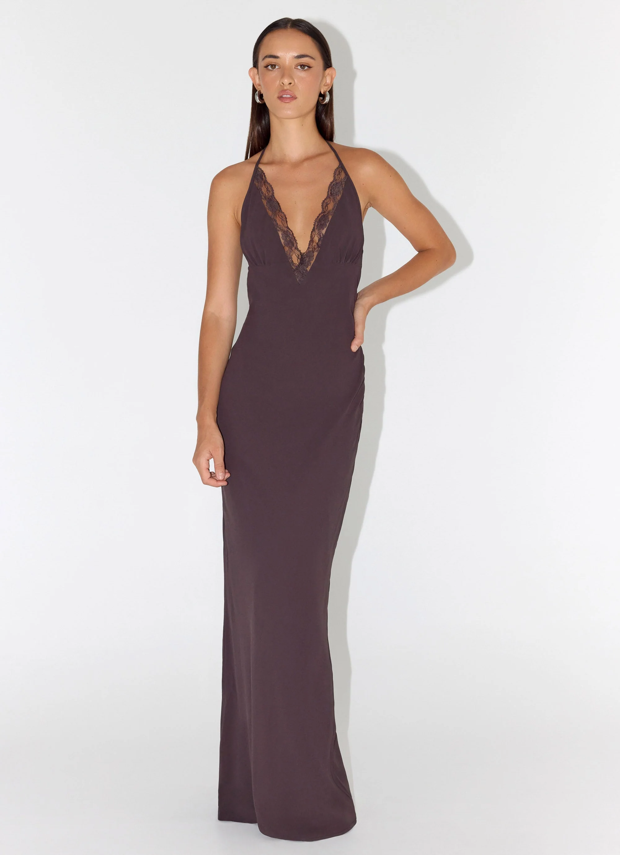 Indya Halter Maxi Dress - Chocolate - Image 5