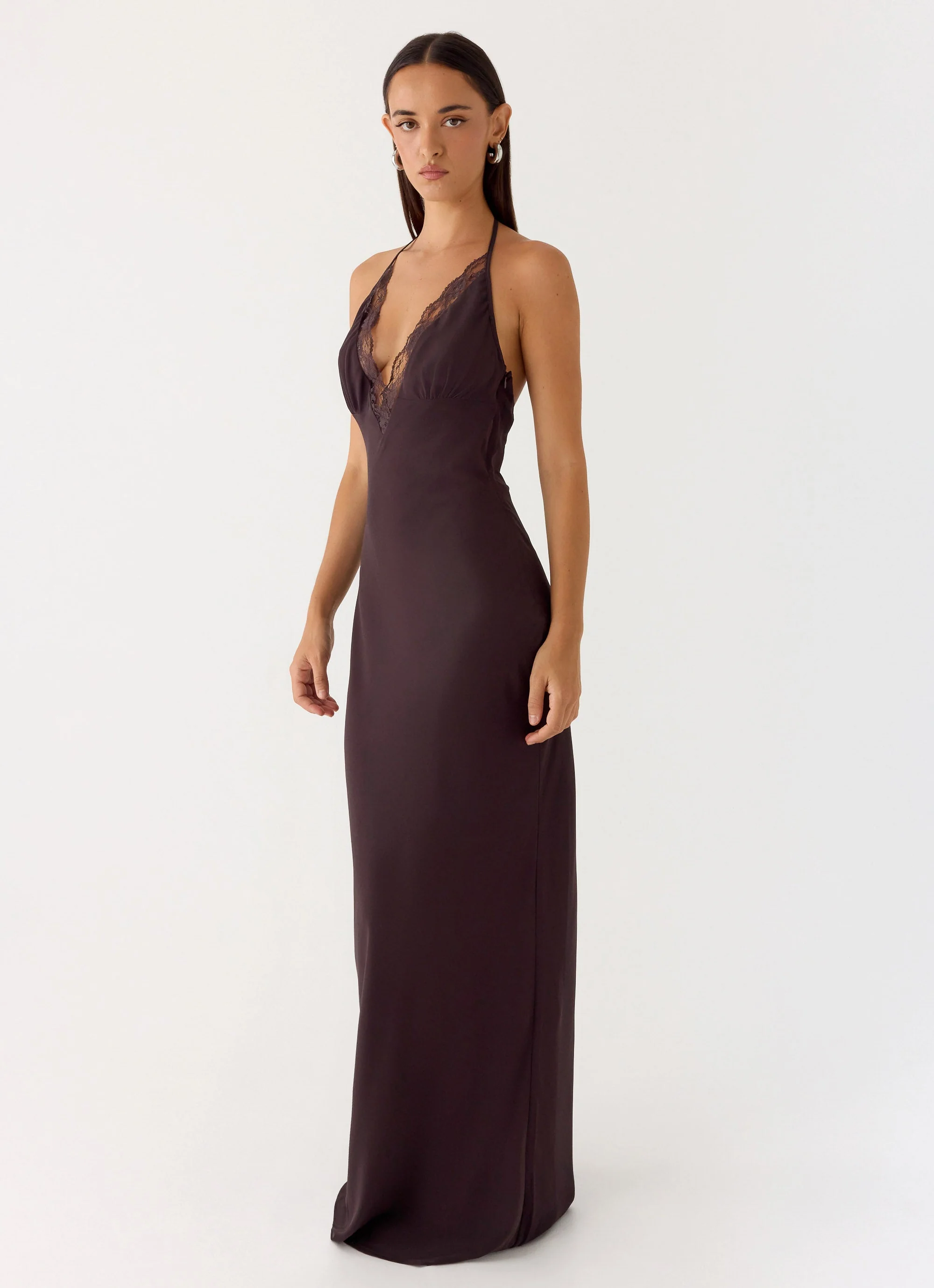 Indya Halter Maxi Dress - Chocolate - Image 7
