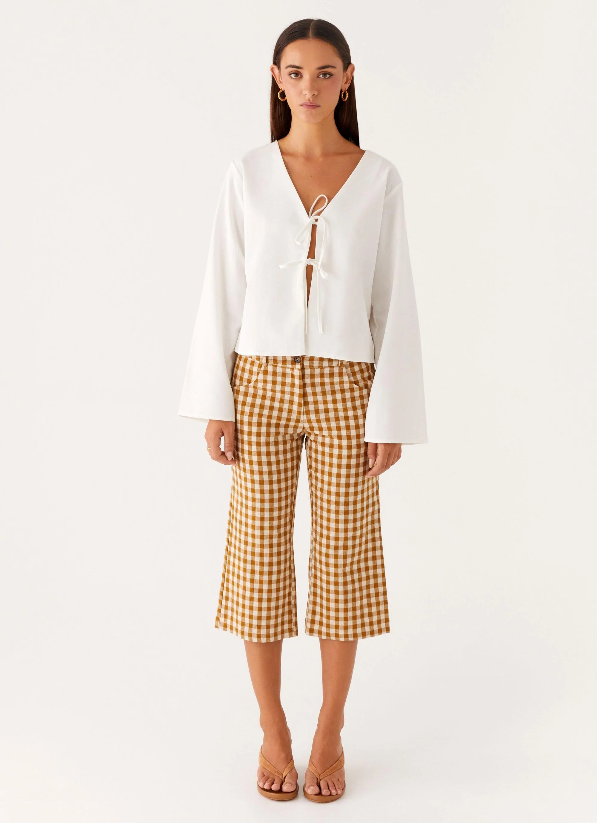 Isabelle Tie Front Top - White - Image 2