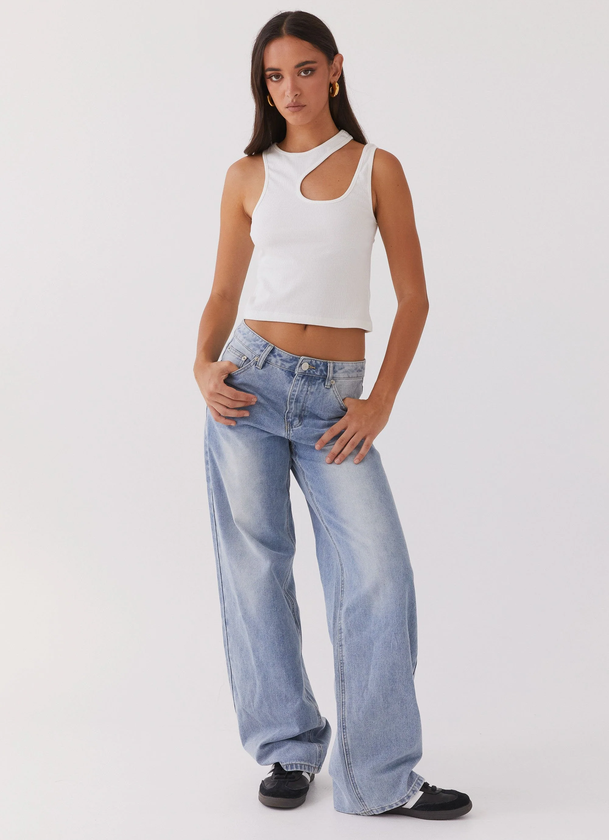 Isla Cut Out Tank Top - White - Image 2