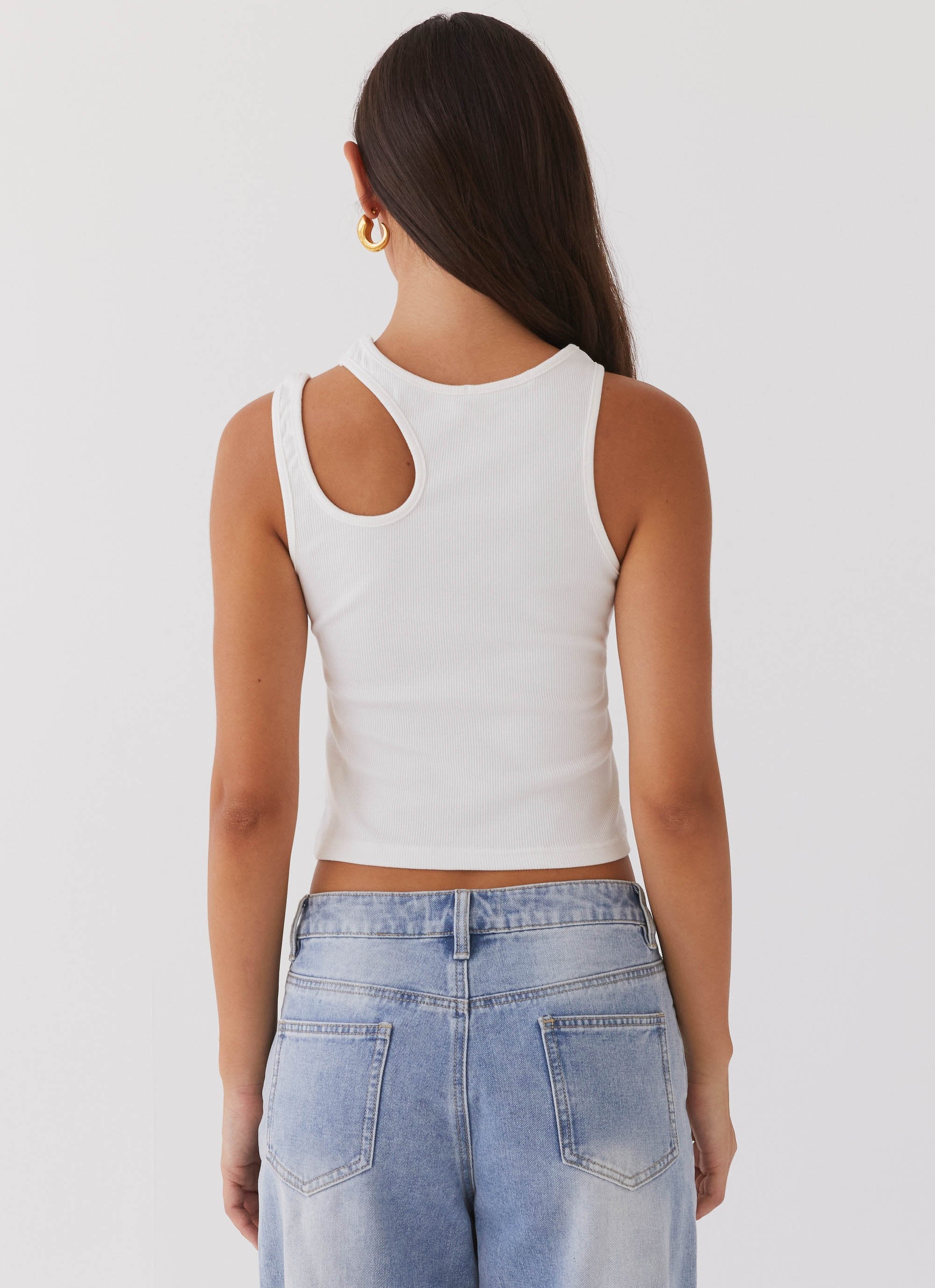 Isla Cut Out Tank Top - White - Image 4