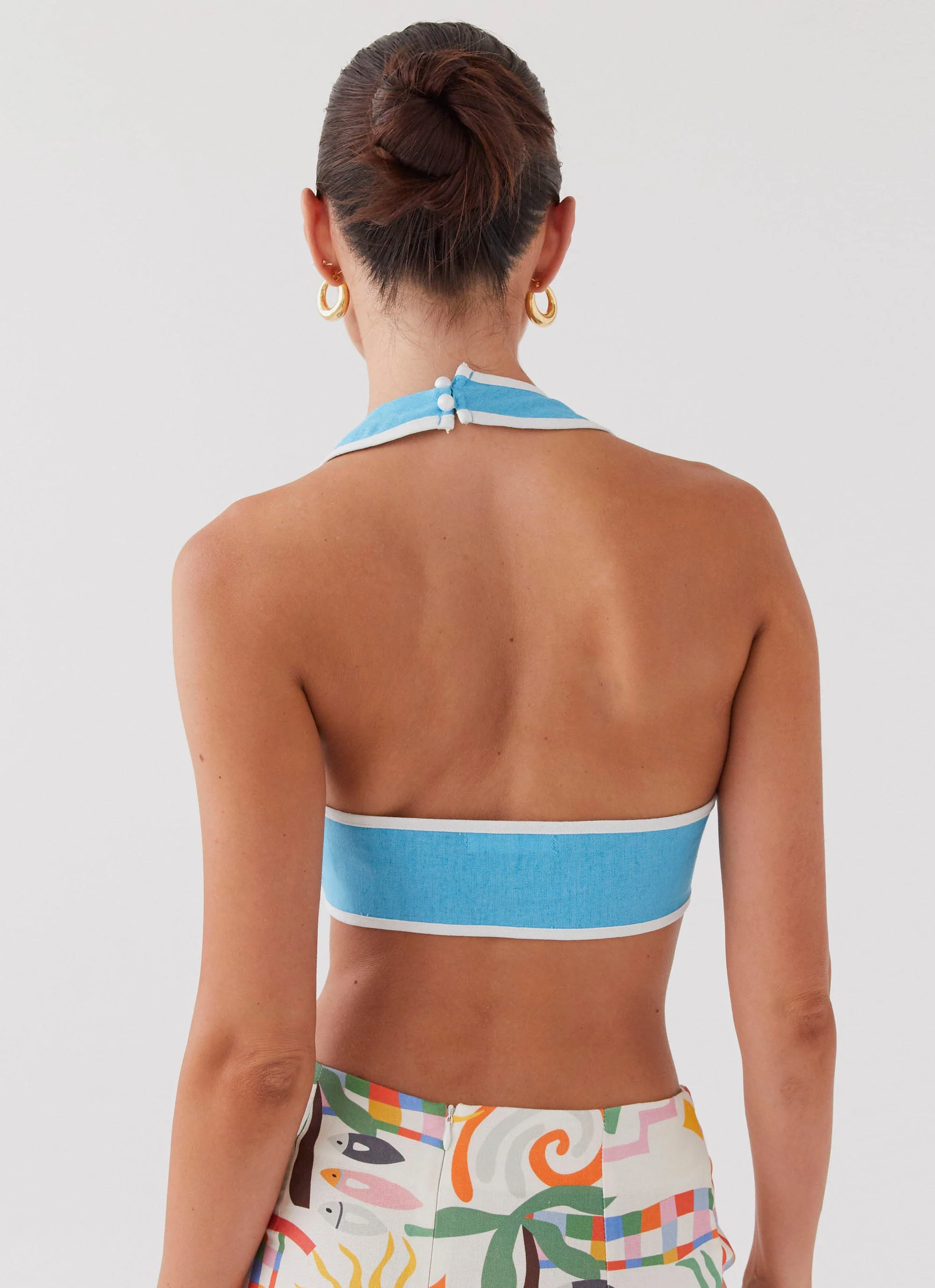 Isle Of Water Linen Tie Top - Azure - Image 3