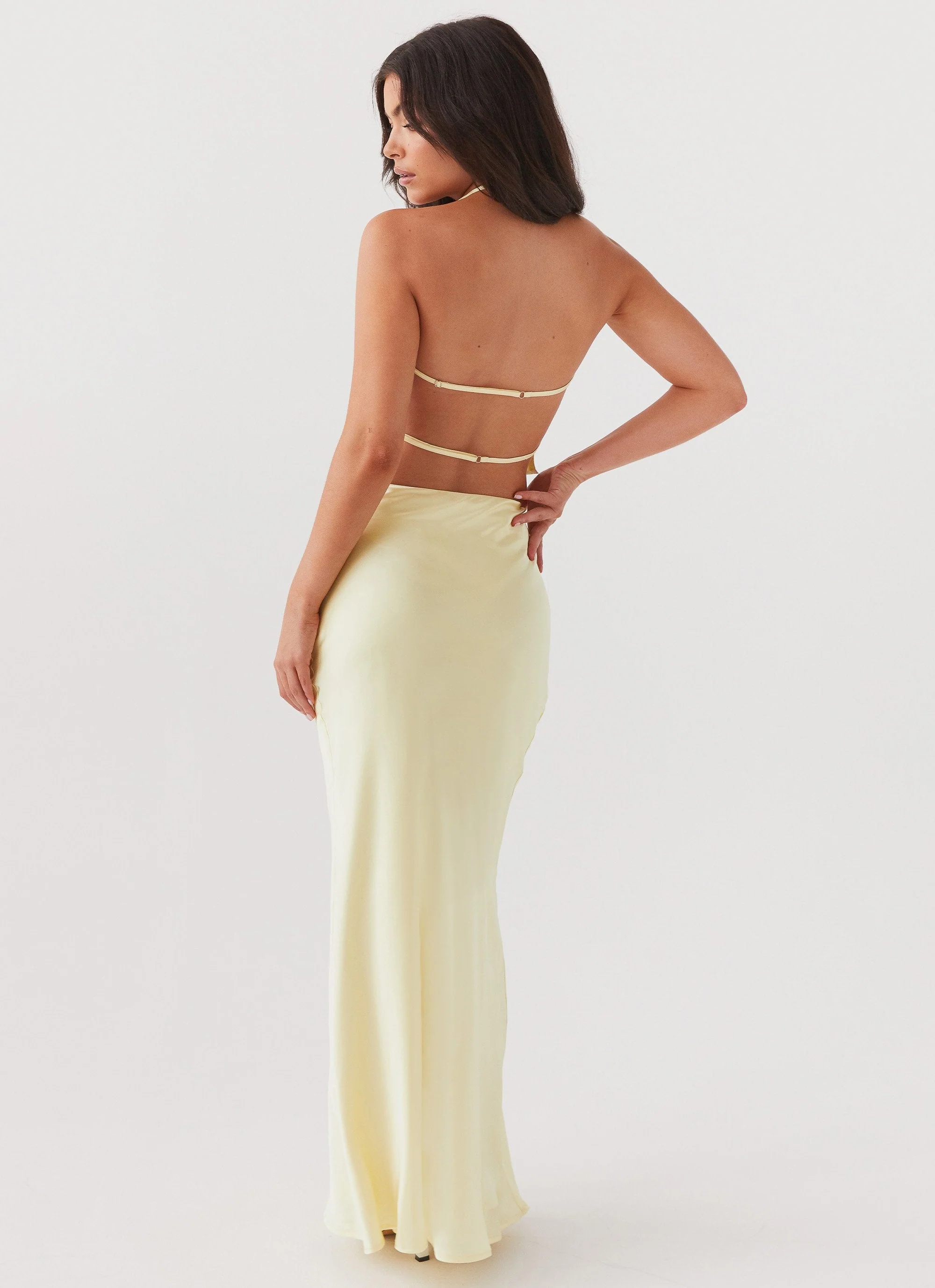 Ivanna Satin Maxi Skirt - Lemon - Image 3