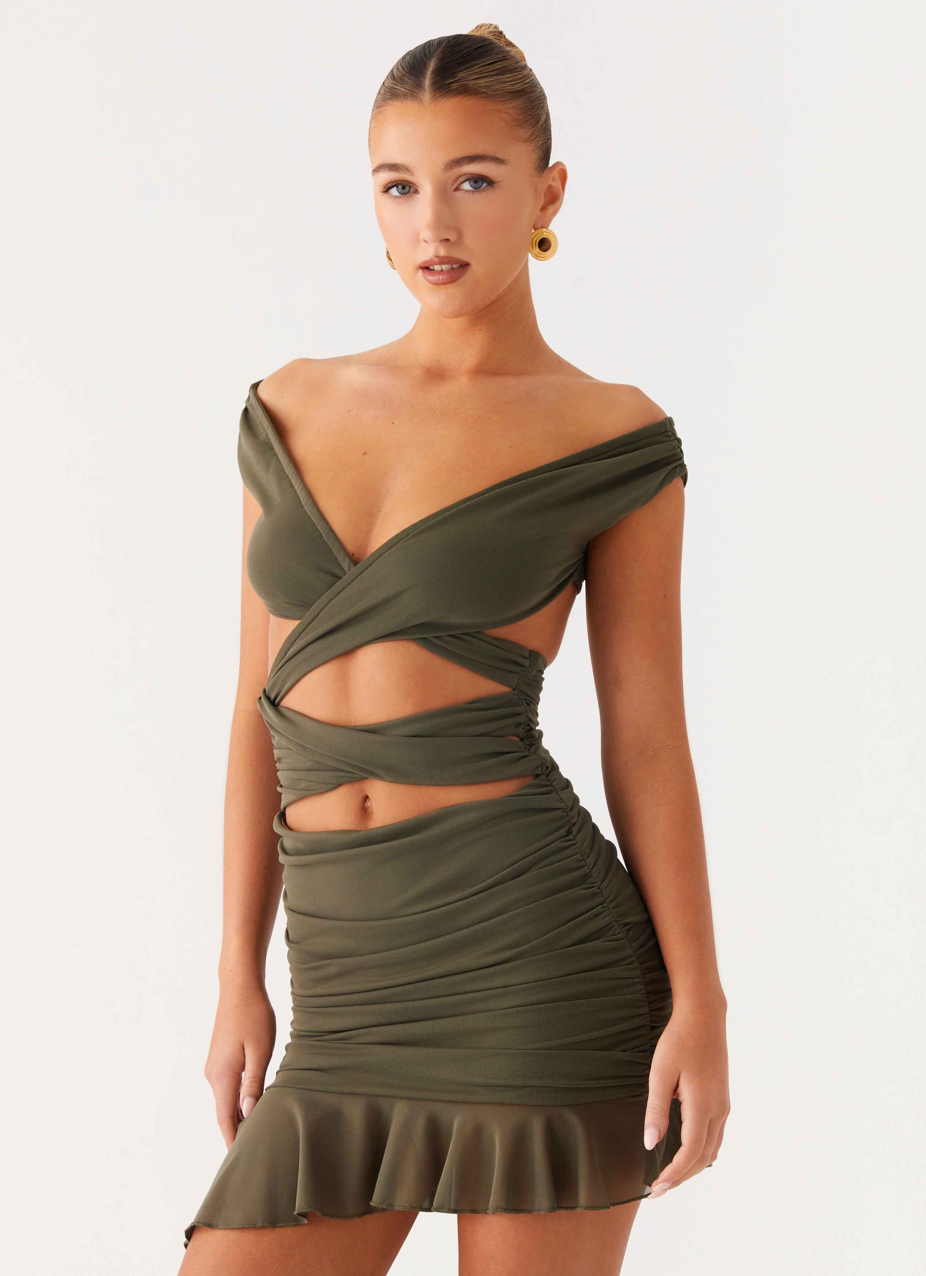 Ivy Whisper Mini Dress - Khaki - Image 6