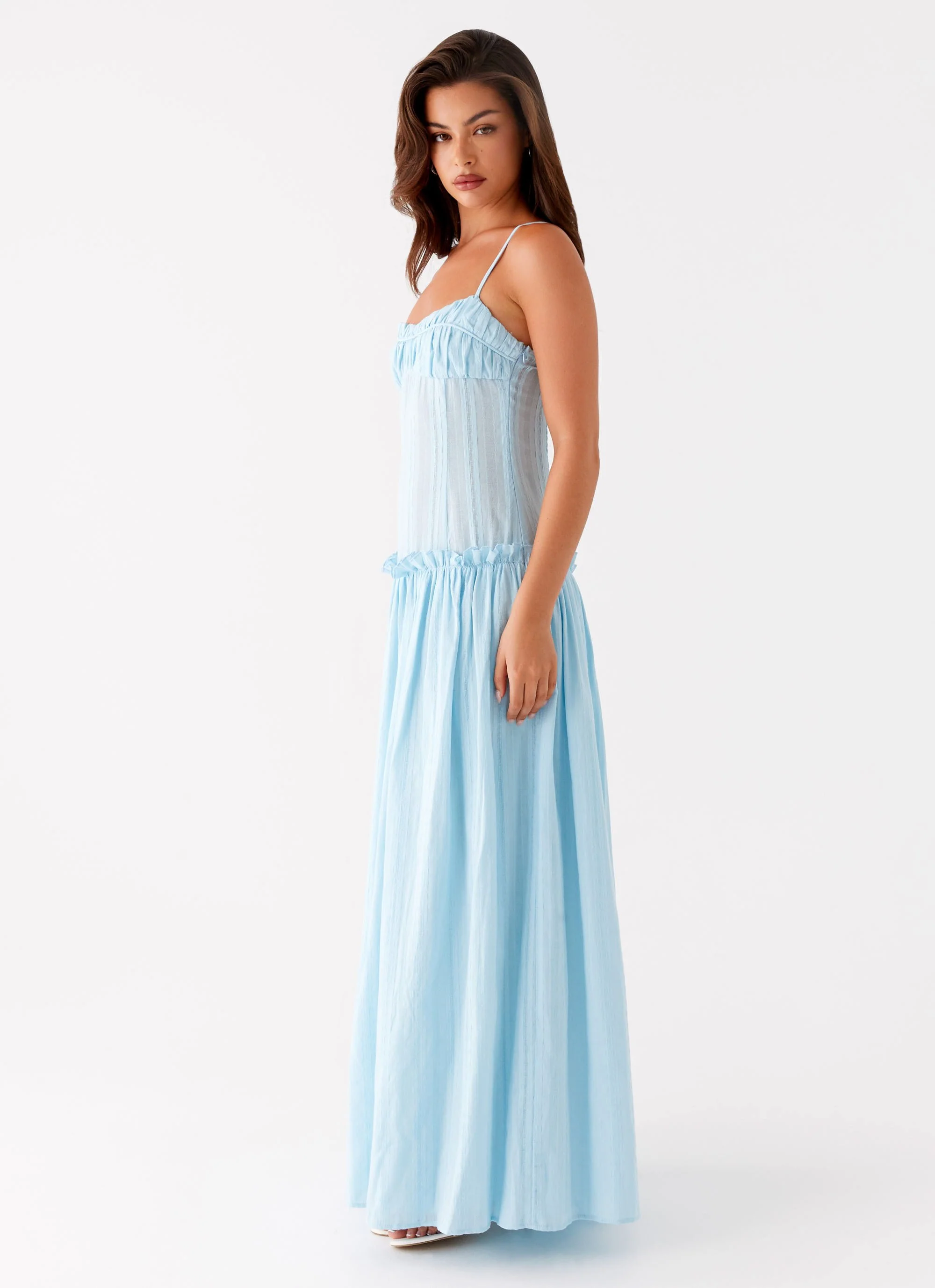 Jacinda Drop Waist Maxi Dress - Blue - Image 3