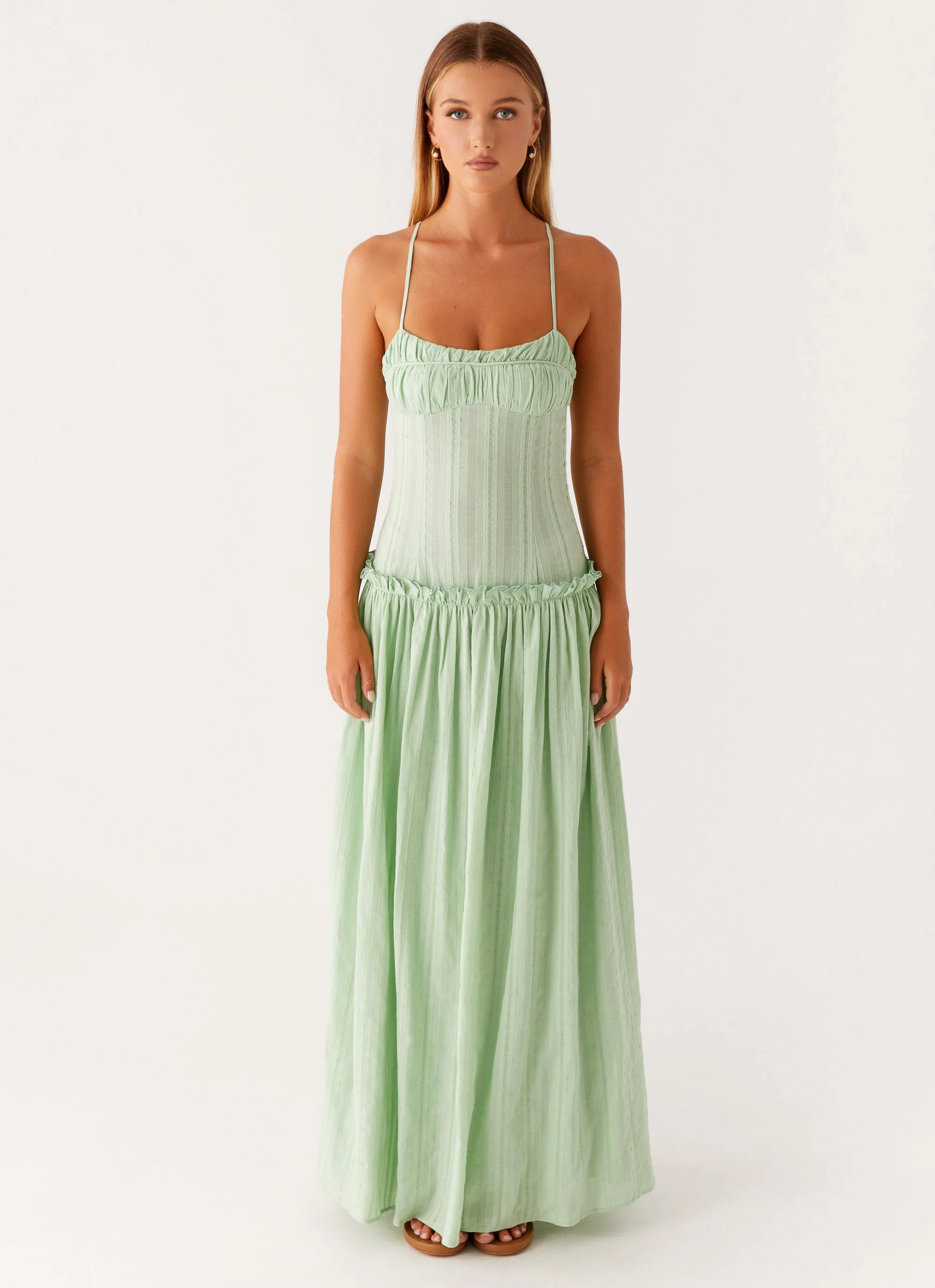 Jacinda Drop Waist Maxi Dress - Sage - Image 2