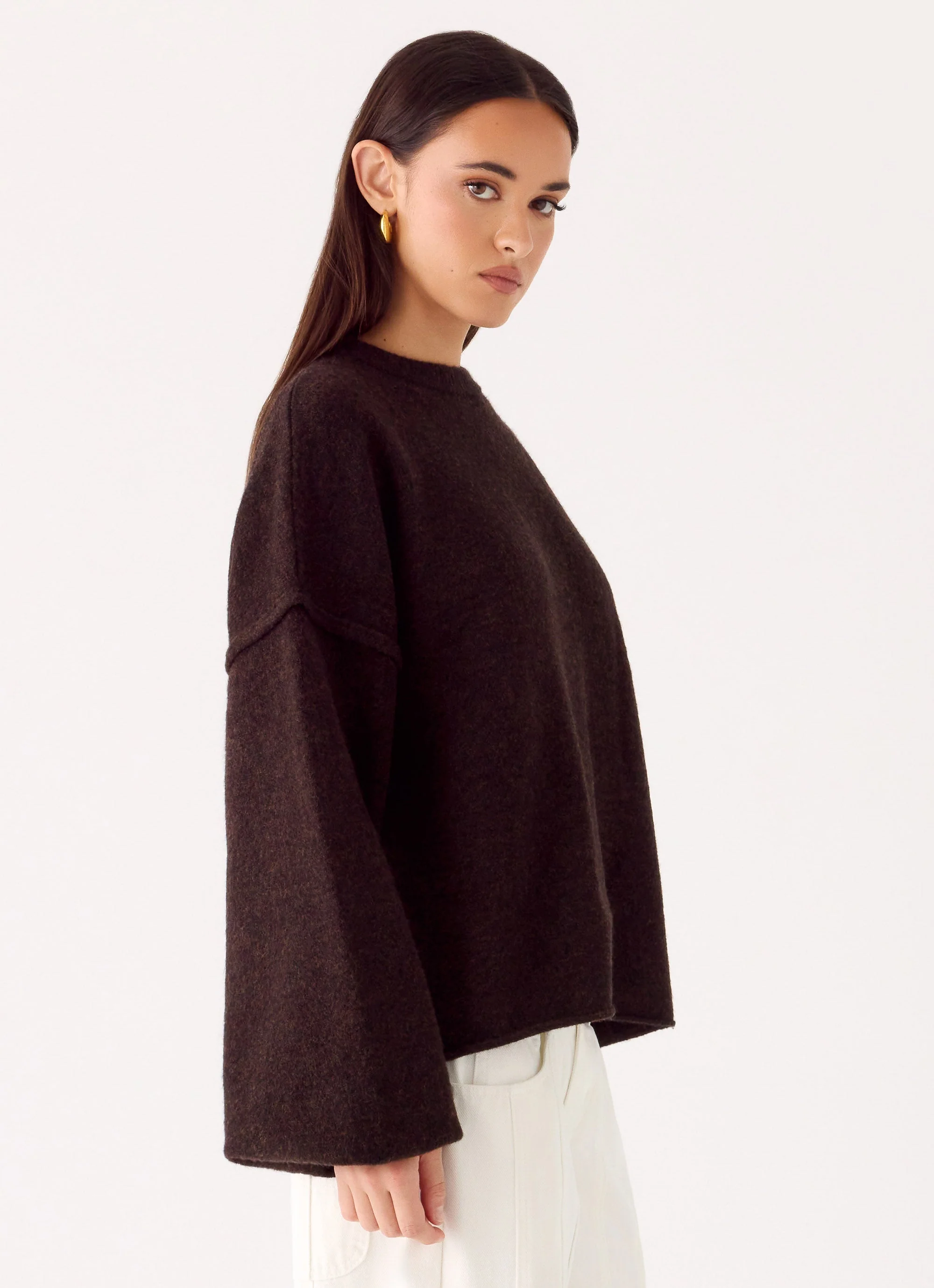 Jack Oversized Knit Sweater - Chocolate - Image 2