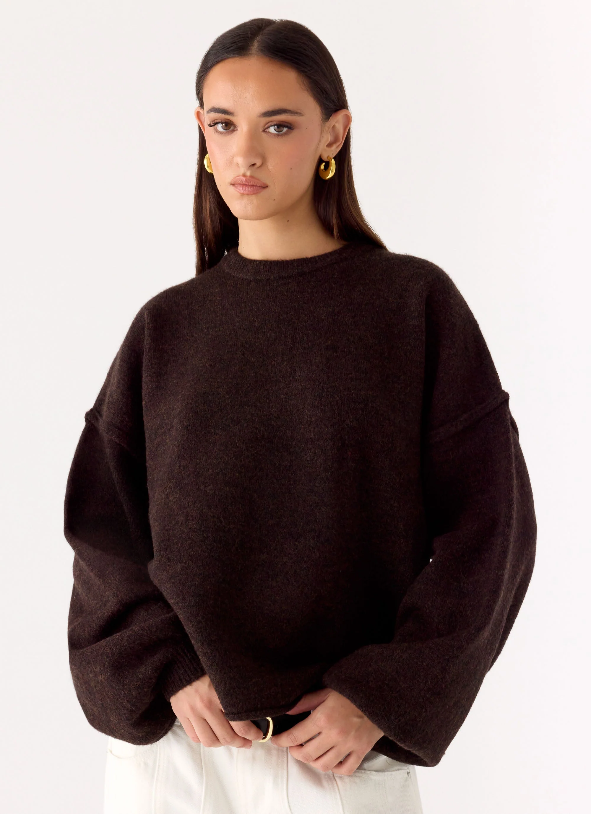 Jack Oversized Knit Sweater - Chocolate - Image 4