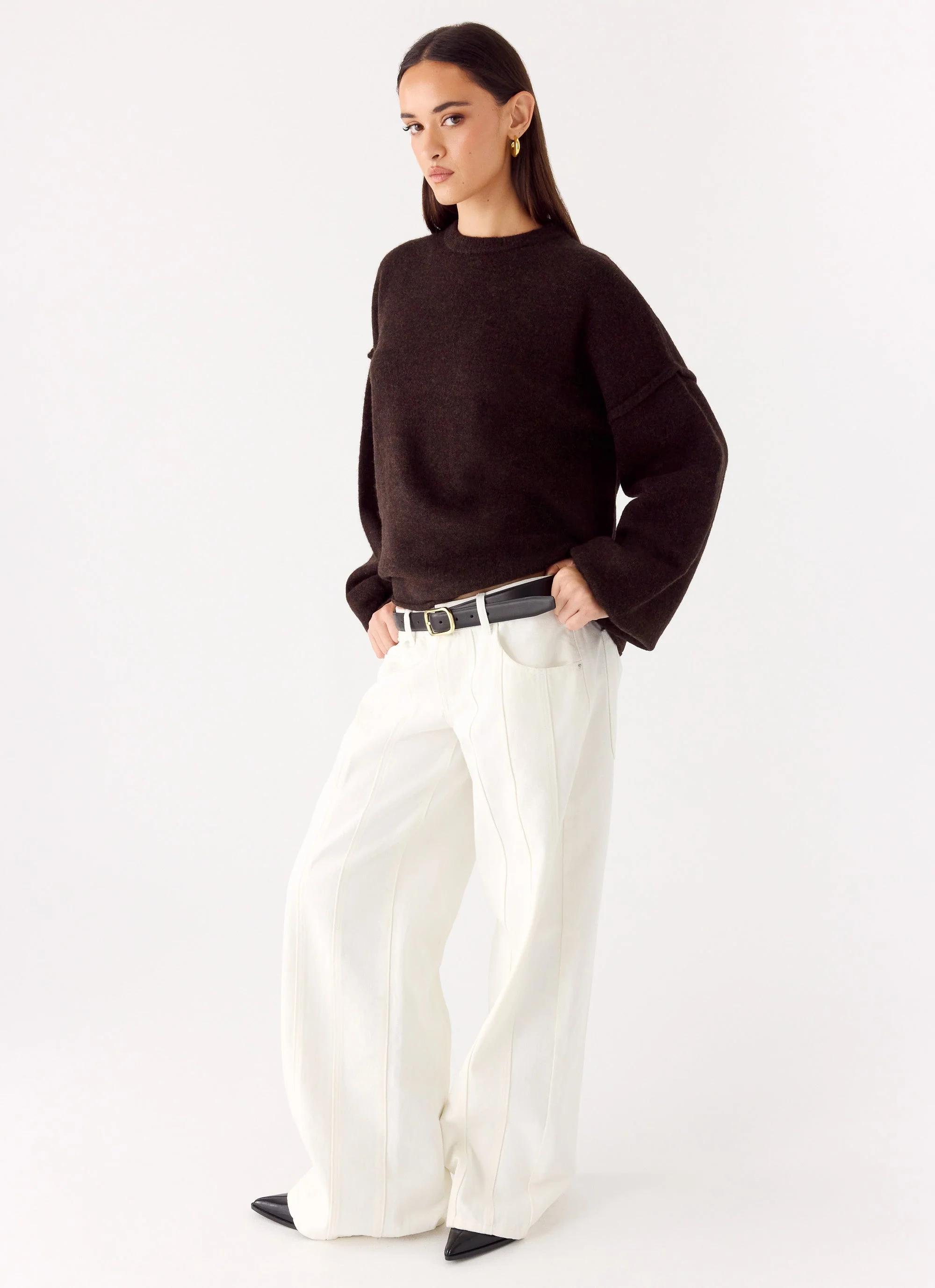 Jack Oversized Knit Sweater - Chocolate - Image 6