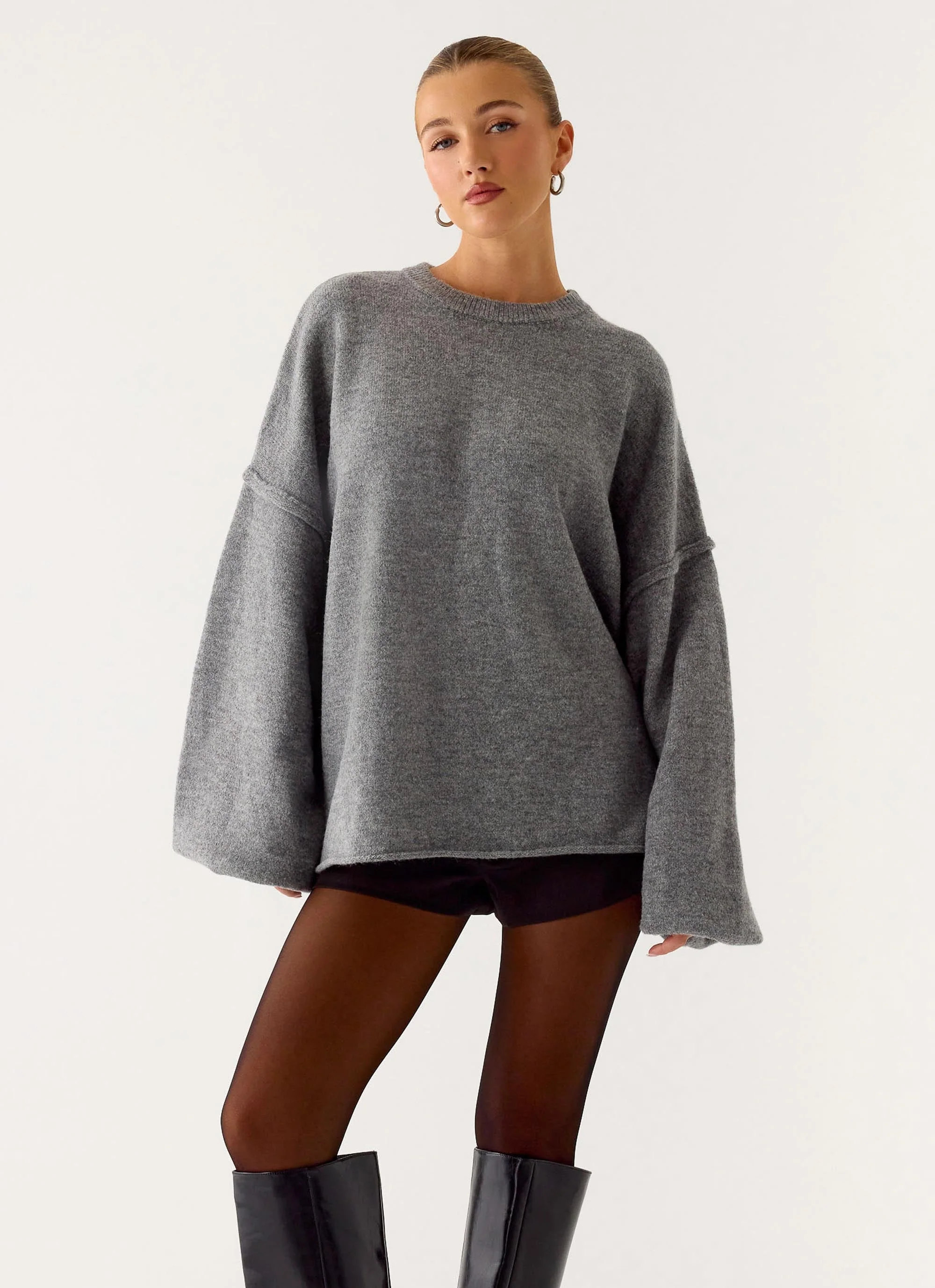 Jack Oversized Knit Sweater - Grey - Image 6