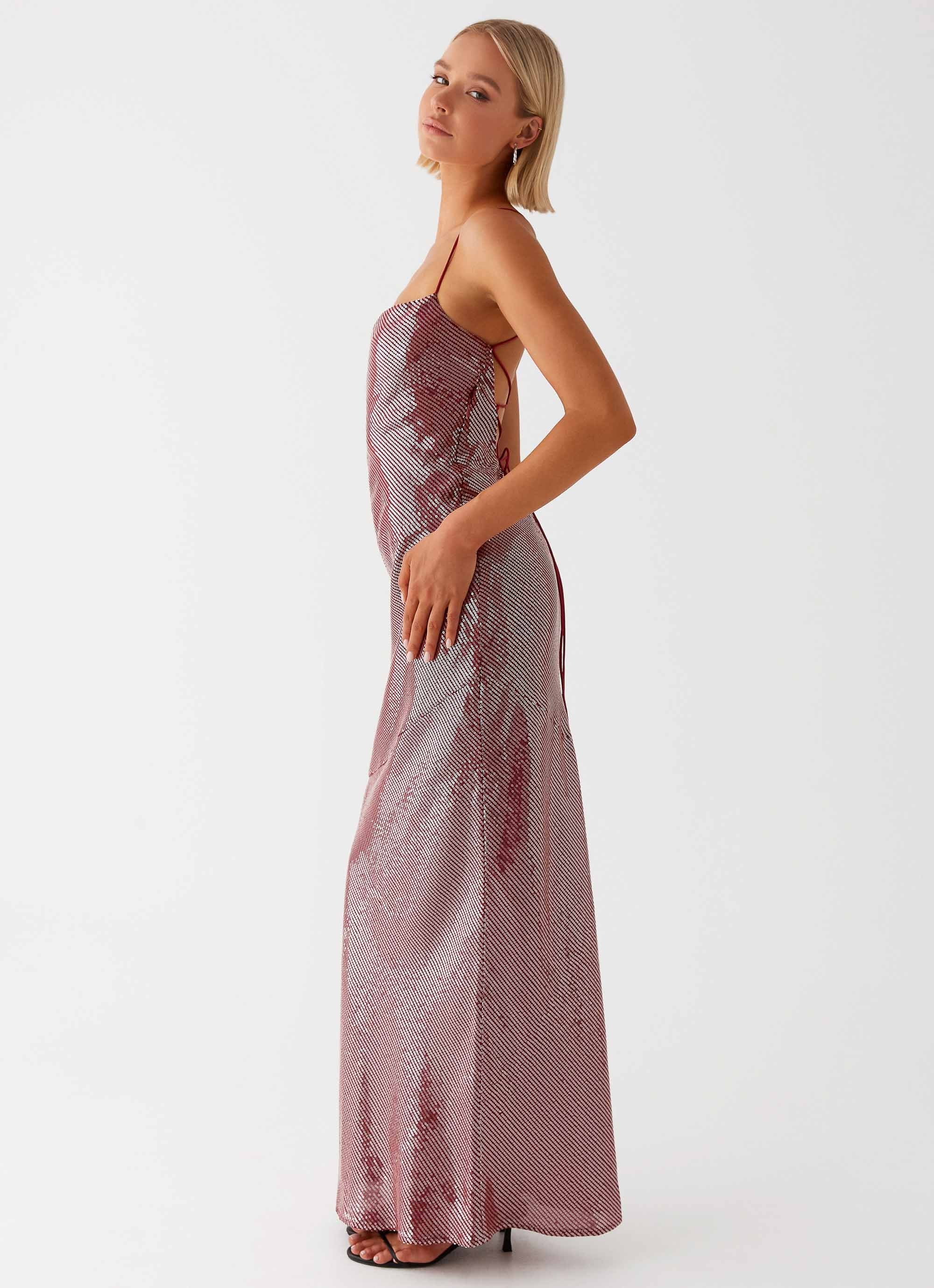 Jada Sequin Maxi Dress - Red - Image 5
