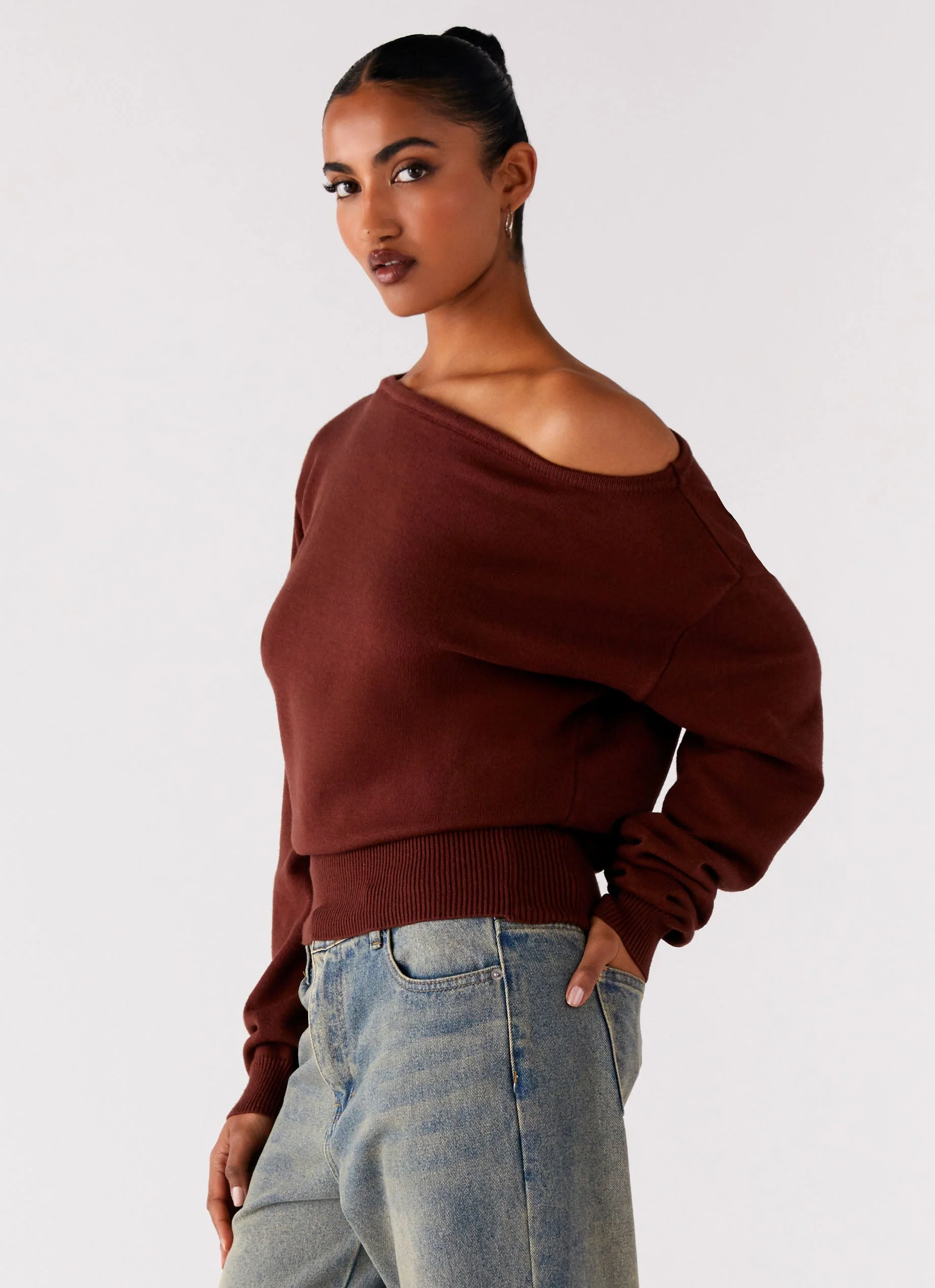 Jaelin Asymmetric Top - Chocolate - Image 2