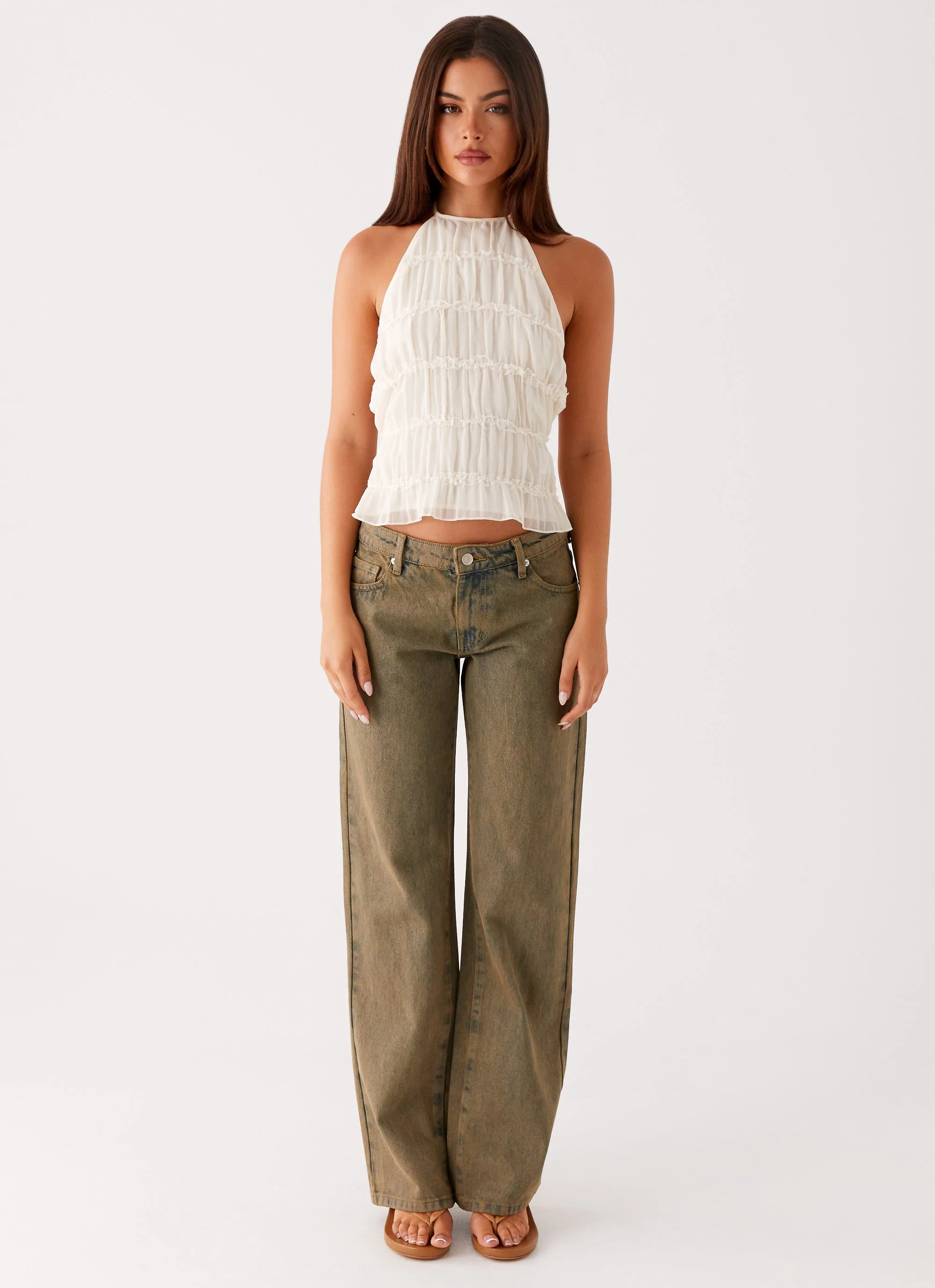 Jaiden Low Rise Denim Jeans - Brown Sand Wash - Image 2