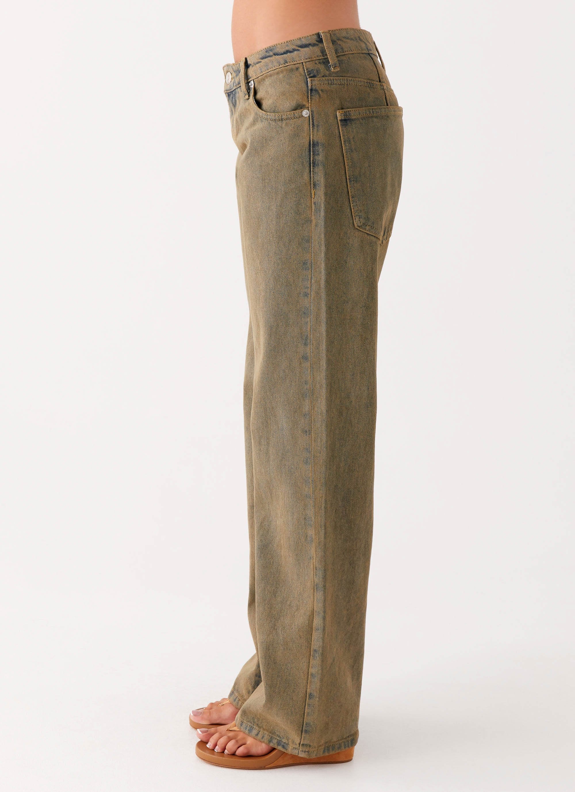 Jaiden Low Rise Denim Jeans - Brown Sand Wash - Image 3