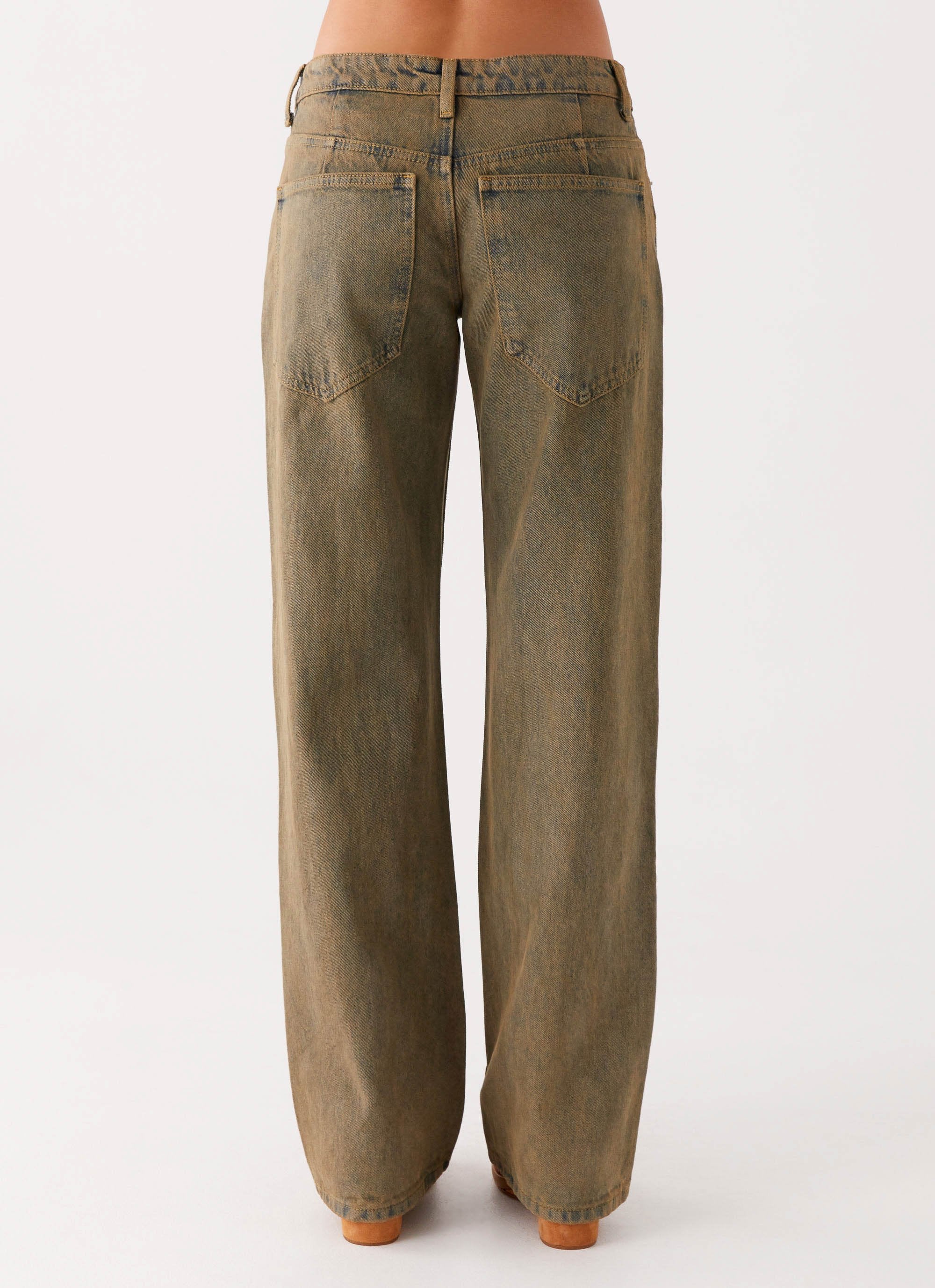 Jaiden Low Rise Denim Jeans - Brown Sand Wash - Image 4