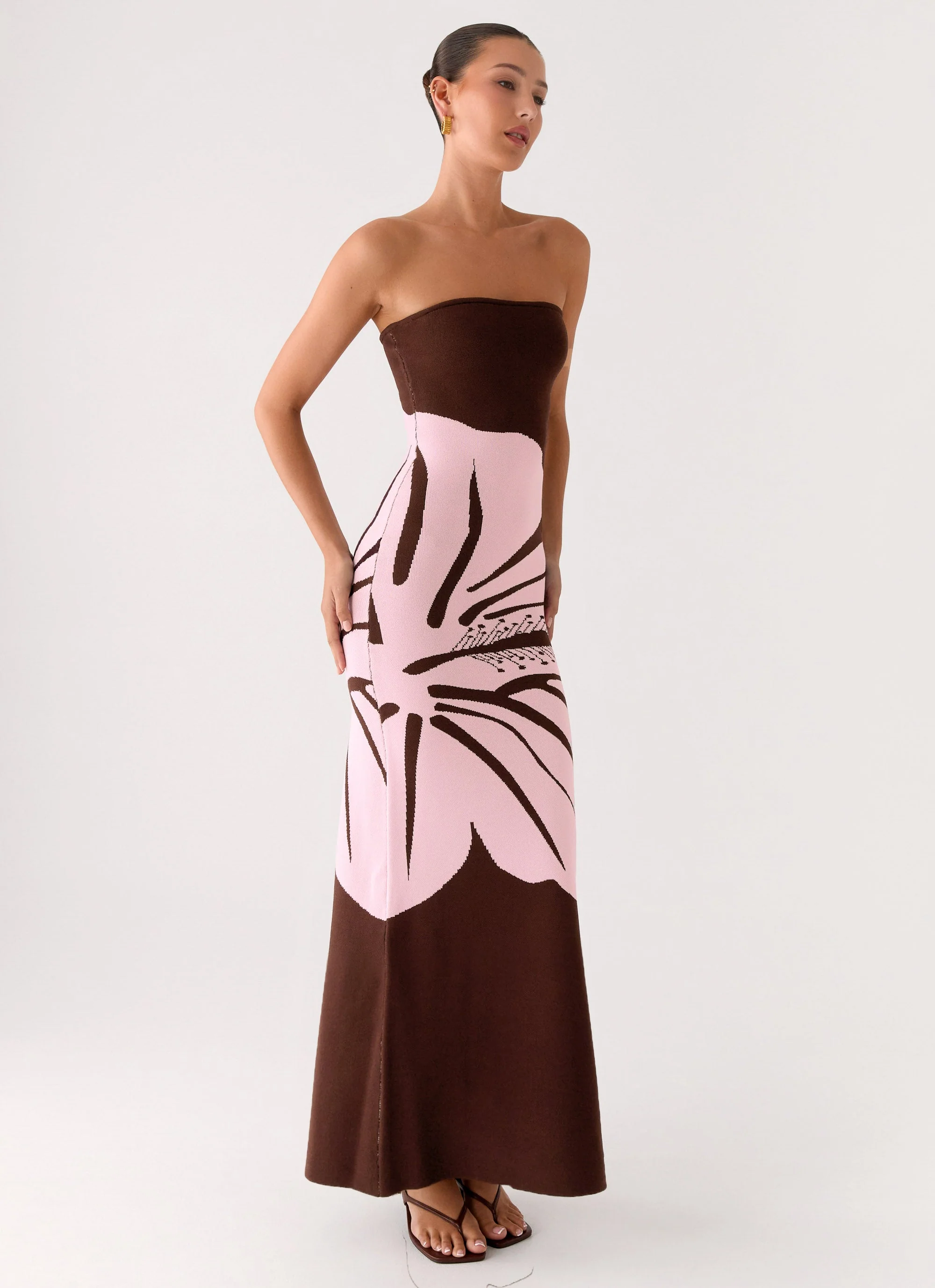 Jala Strapless Knit Maxi Dress - Espresso Meadow - Image 6