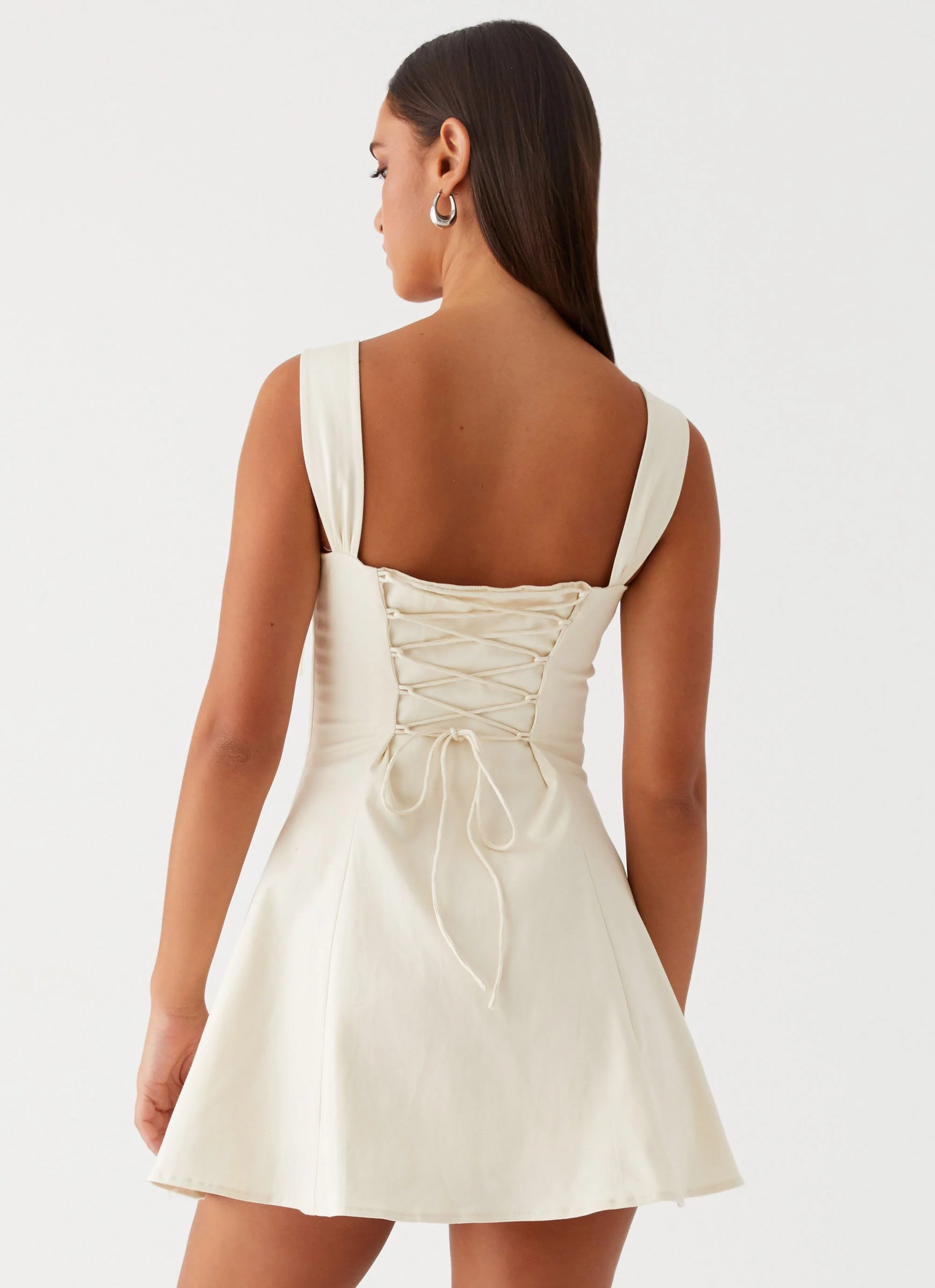 Jamaya Tie Mini Dress - Ivory - Image 5