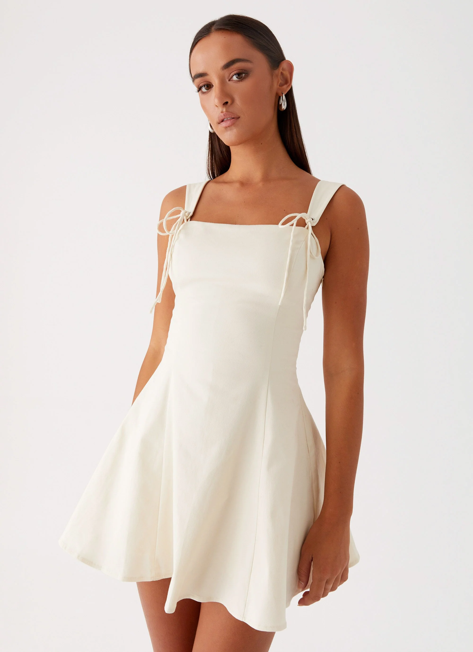 Jamaya Tie Mini Dress - Ivory - Image 6