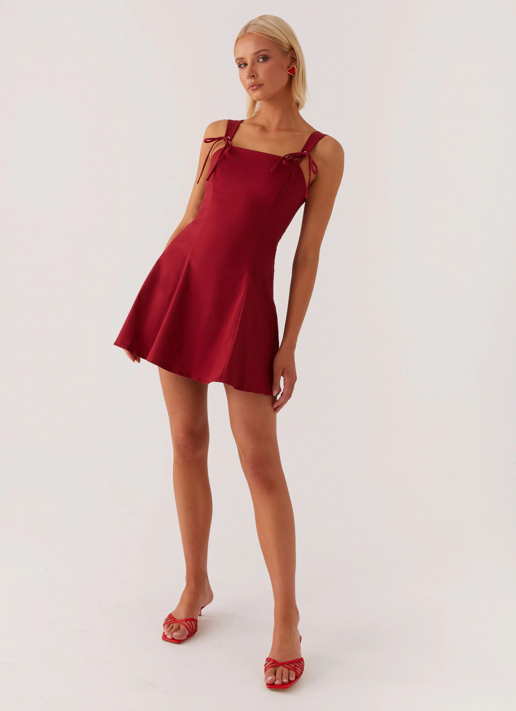 Jamaya Tie Mini Dress - Red - Image 6