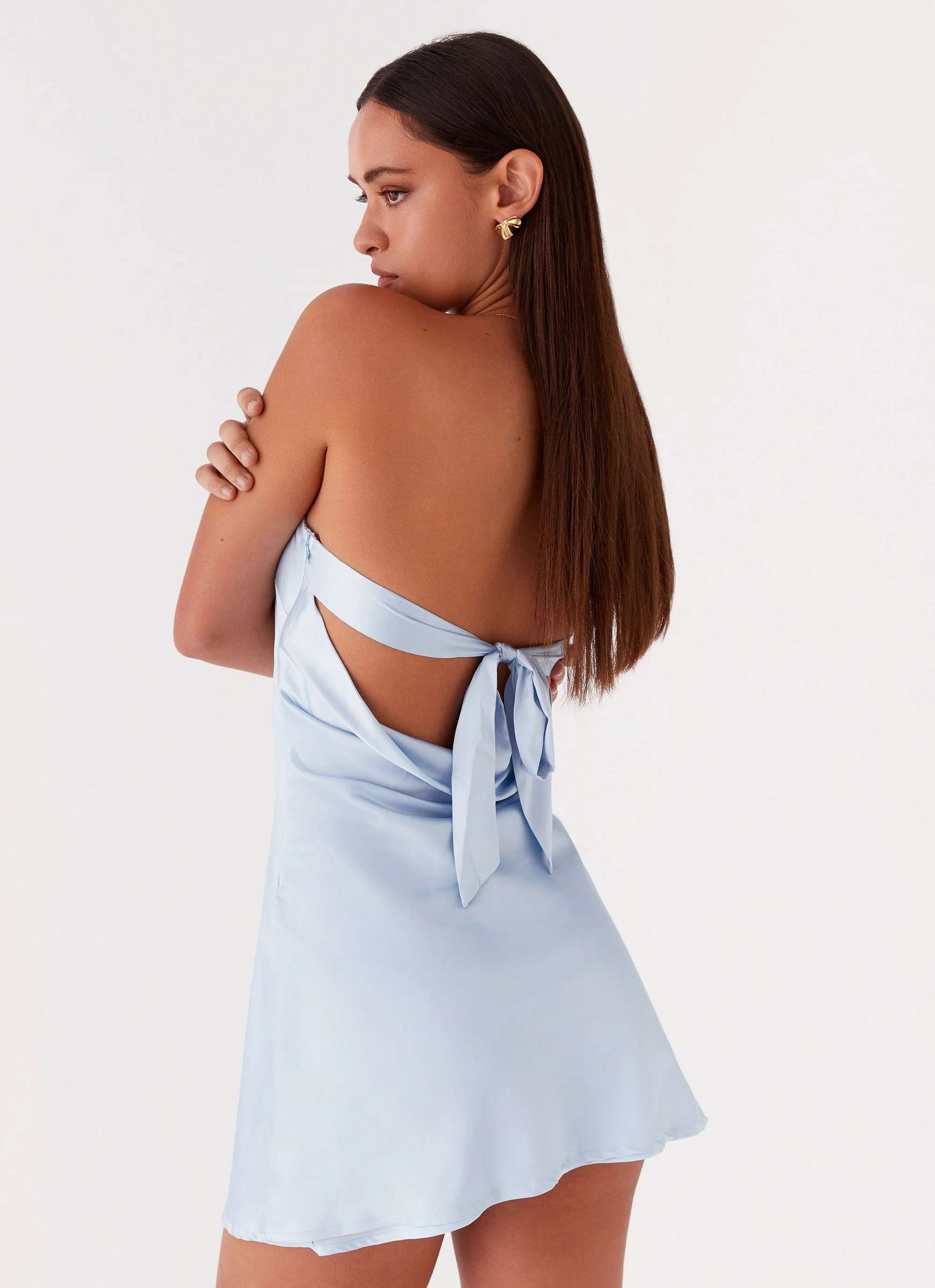 Jamie Satin Mini Dress - Blue - Image 6