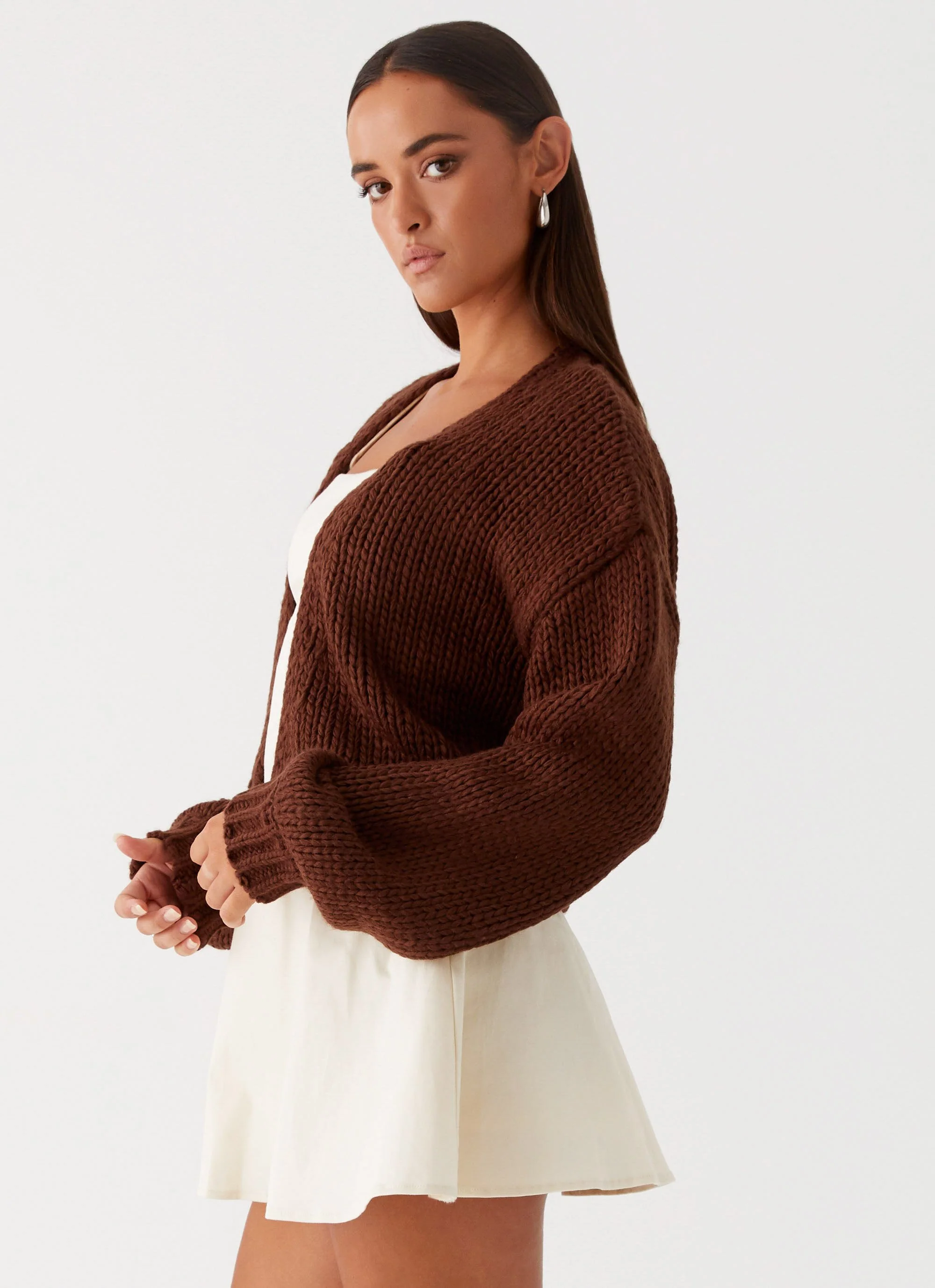 Jasleen Knit Cardigan - Brown - Image 3