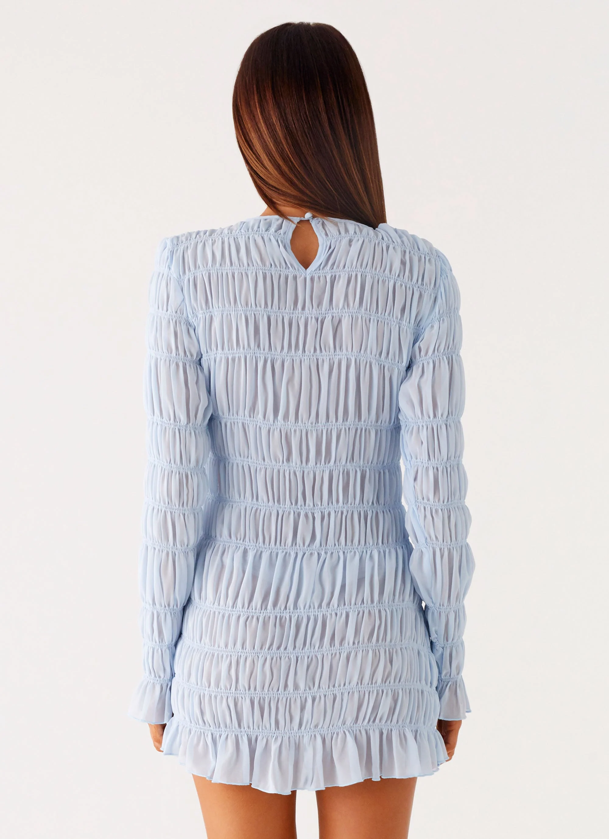 Jasy Long Sleeve Mini Dress - Sky Blue - Image 4