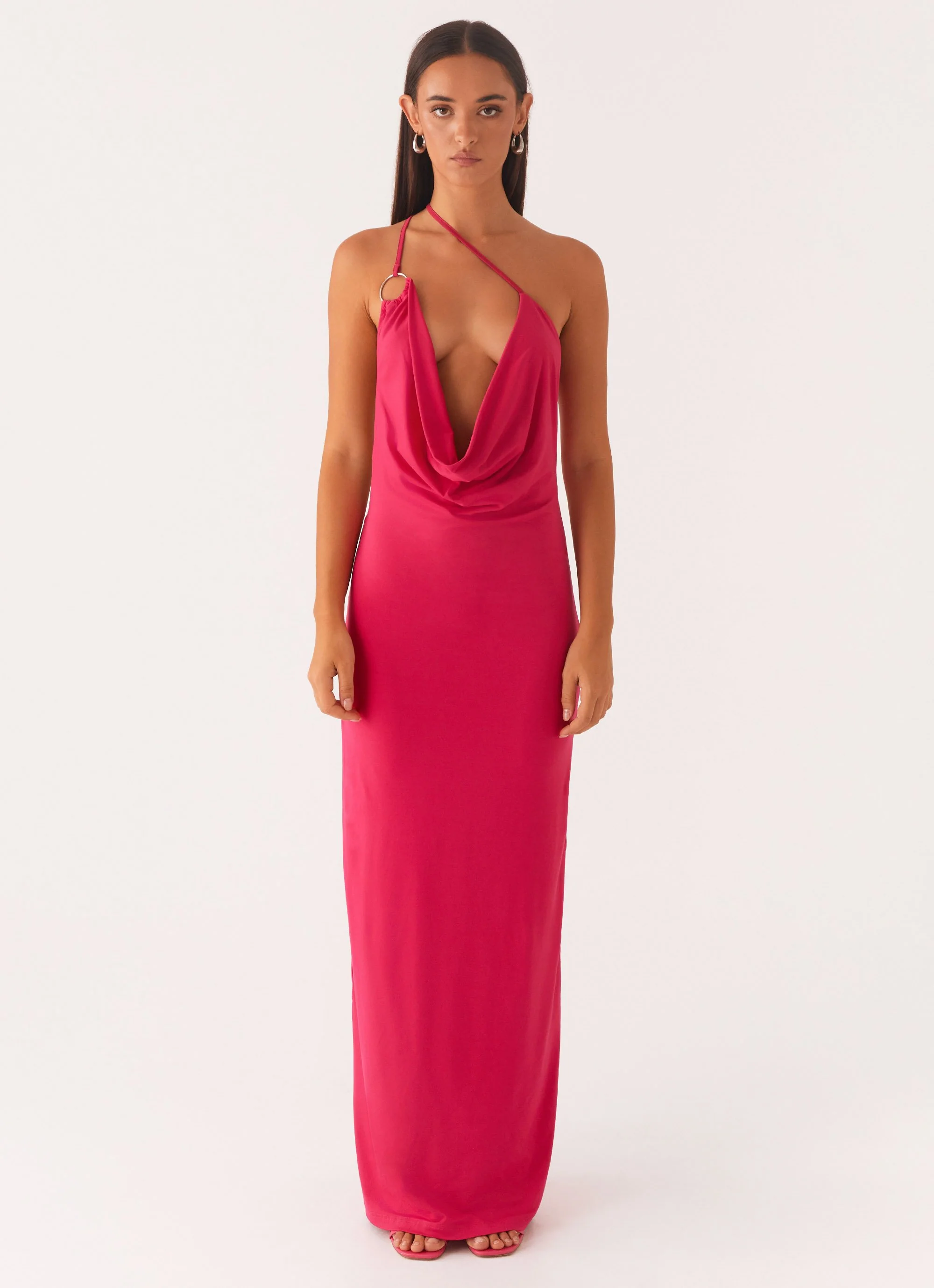 Jayla One Shoulder Maxi Dress - Fuchsia - Image 3