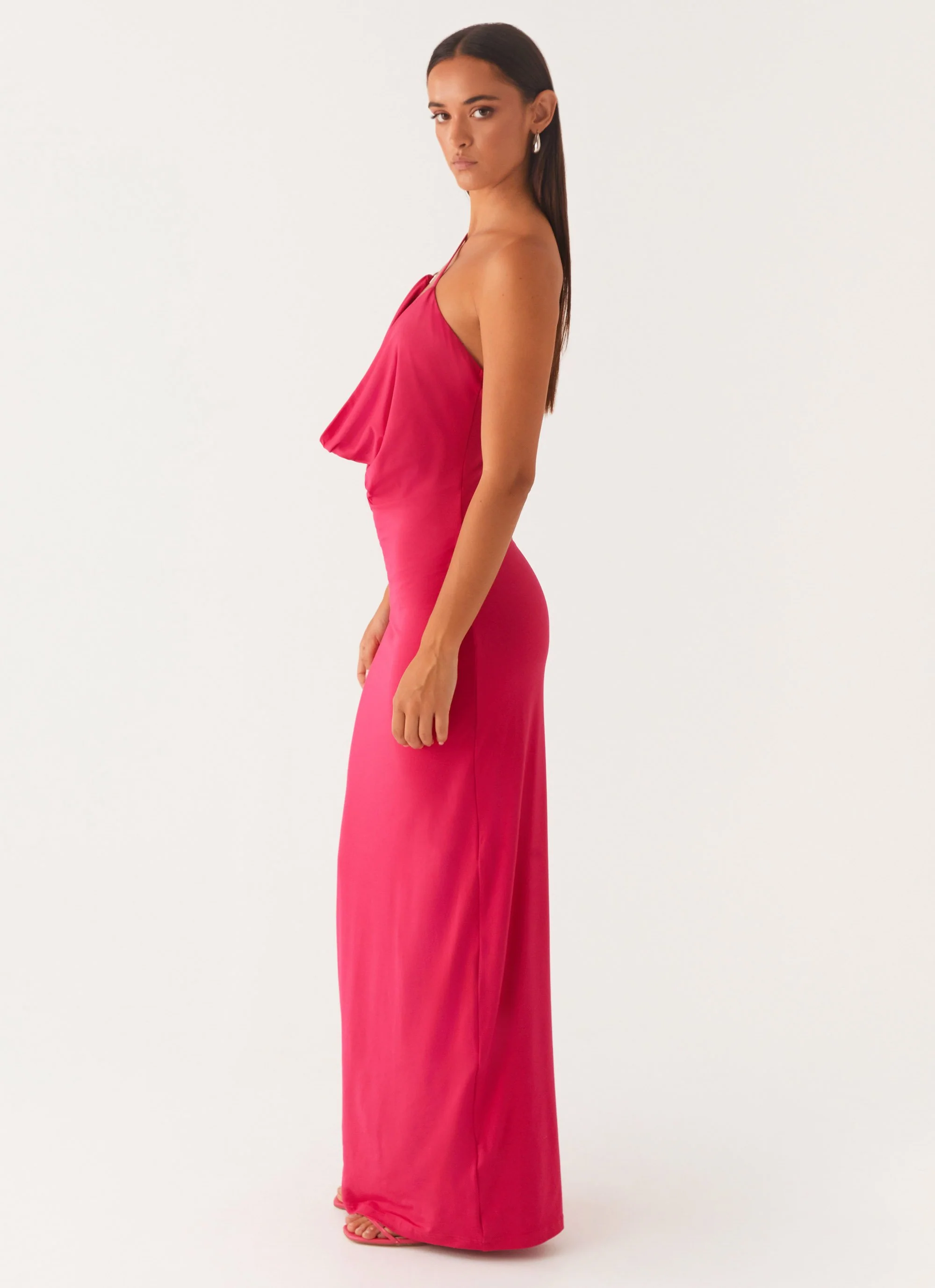 Jayla One Shoulder Maxi Dress - Fuchsia - Image 4