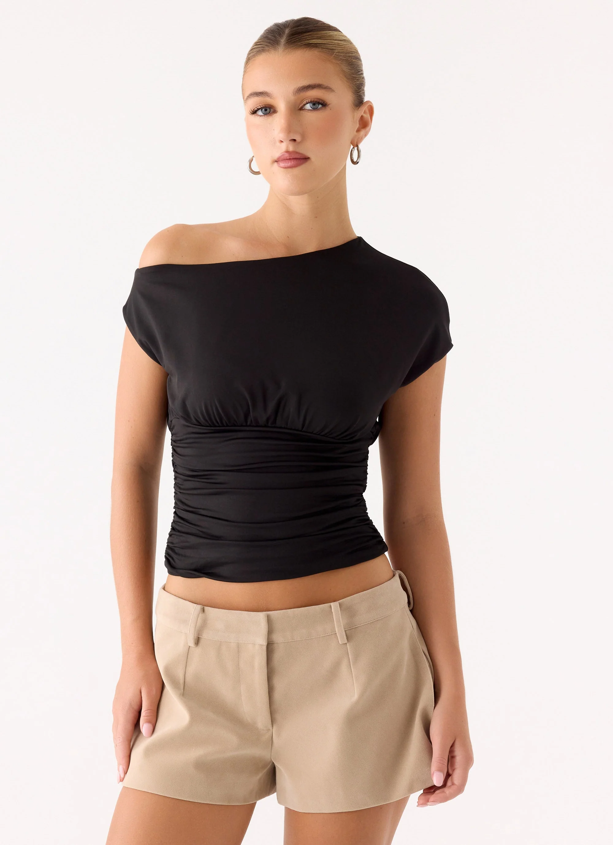 Jeremy Faux Suede Shorts - Cream - Image 5