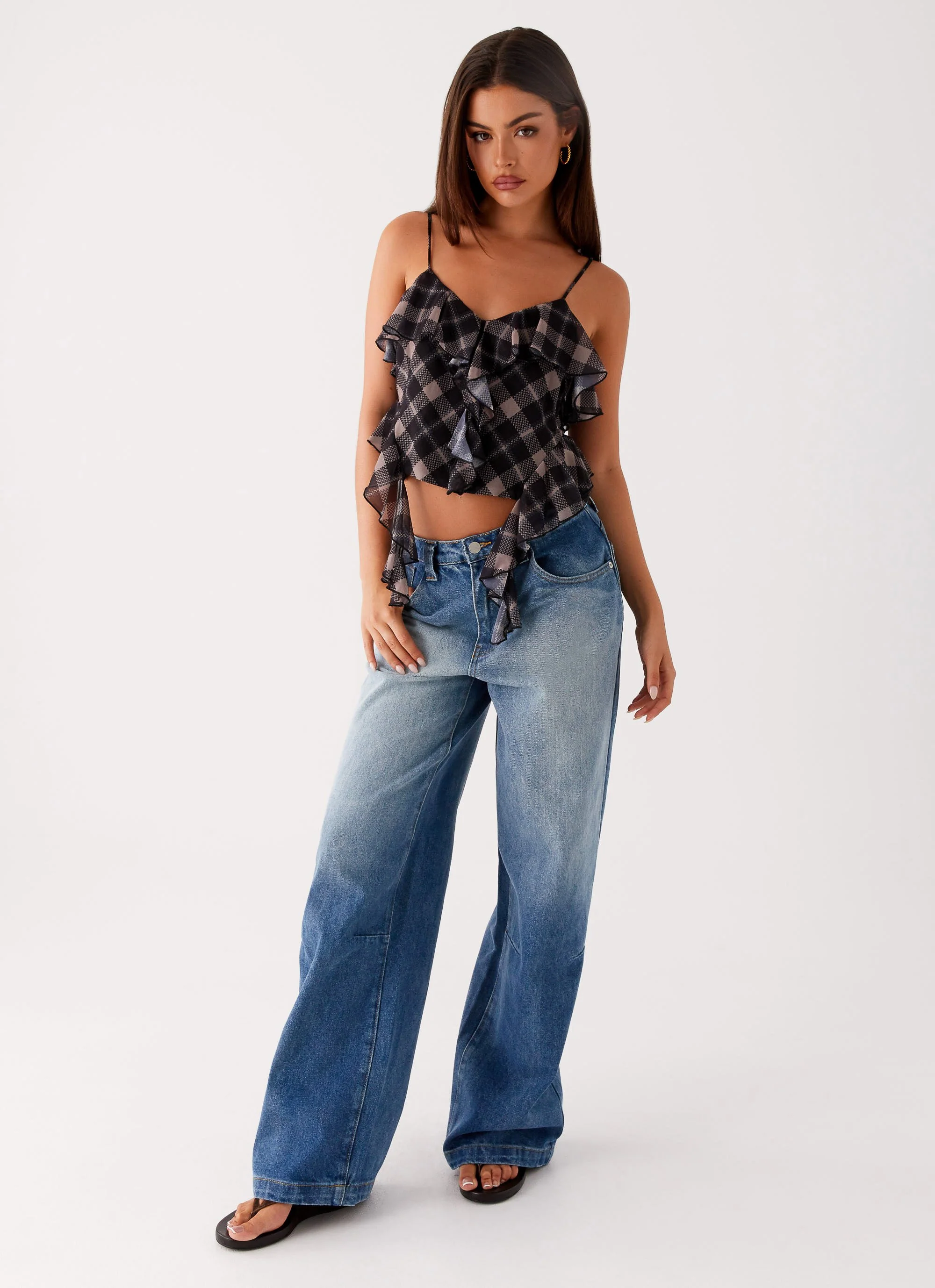 Jessie Cami Top - Taupe Check - Image 5