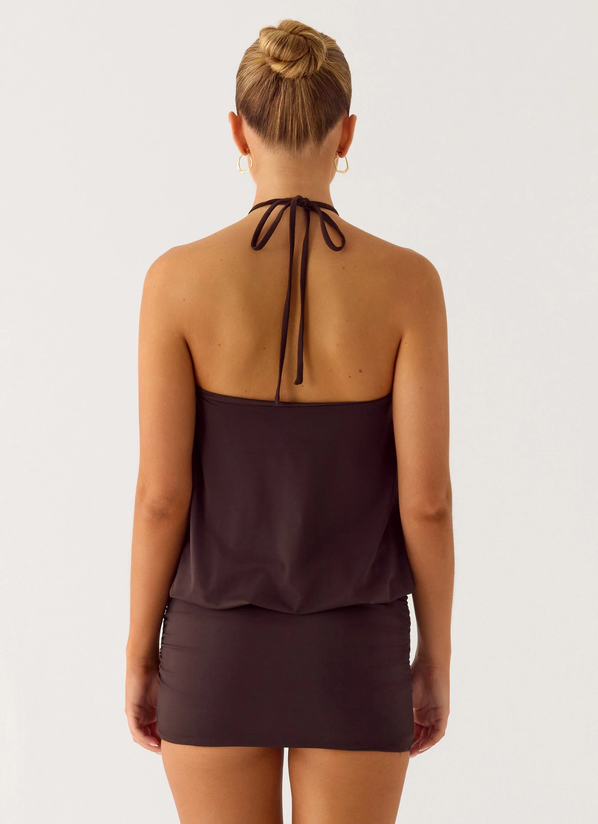 Jisoo Halter Mini Dress - Cool Chocolate - Image 3