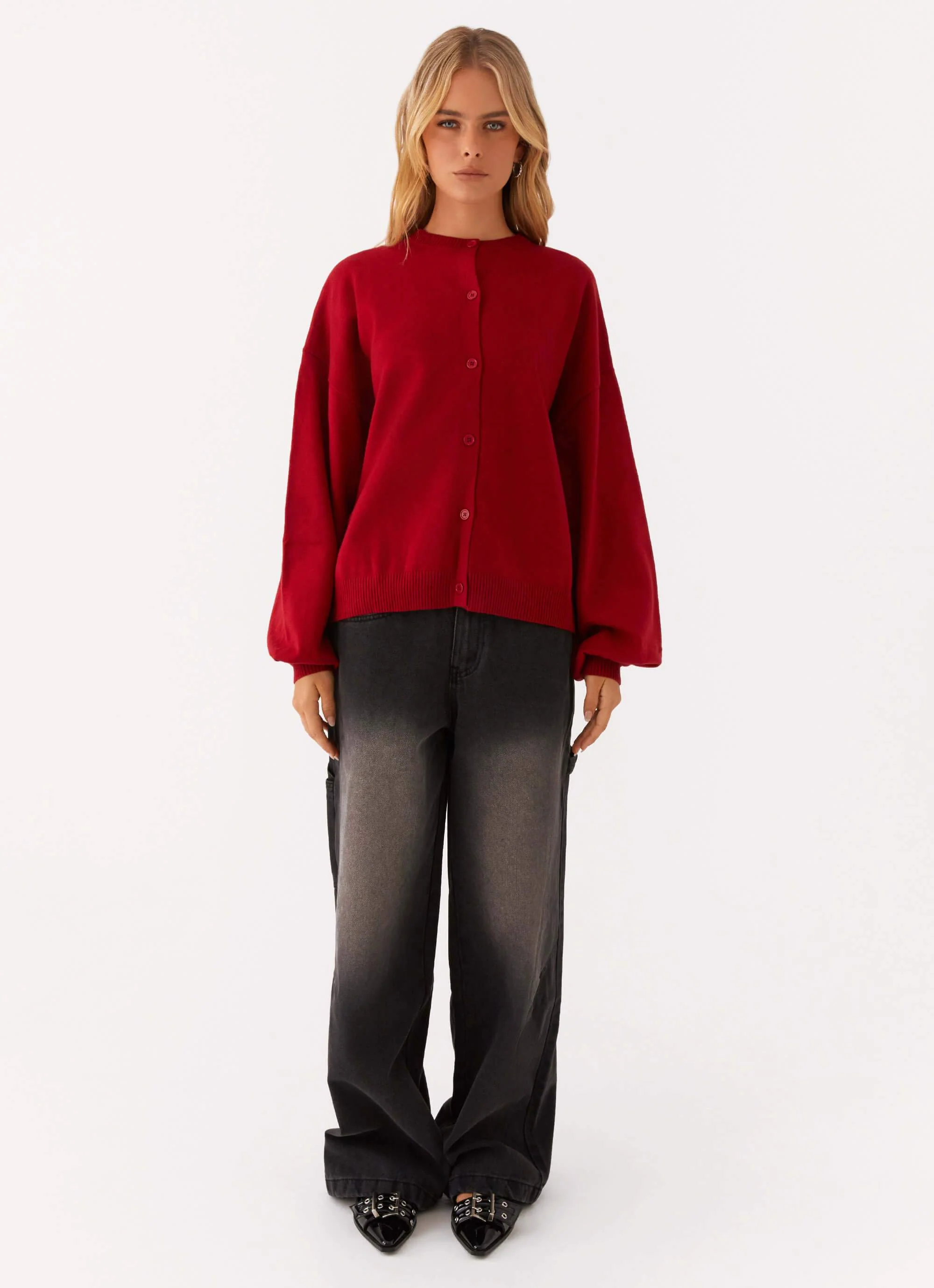 Joey Knit Cardigan - Wine - Image 2