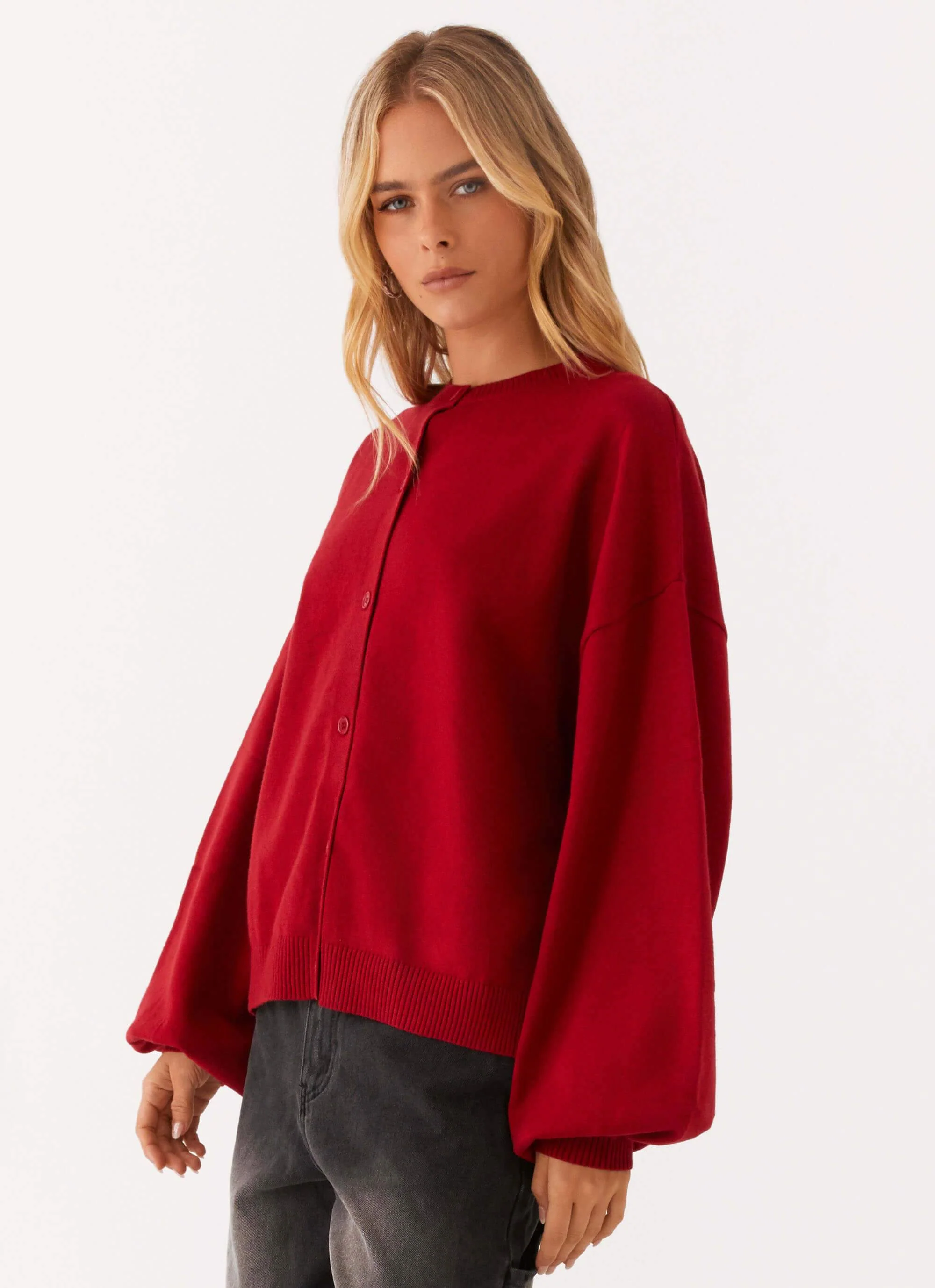 Joey Knit Cardigan - Wine - Image 3