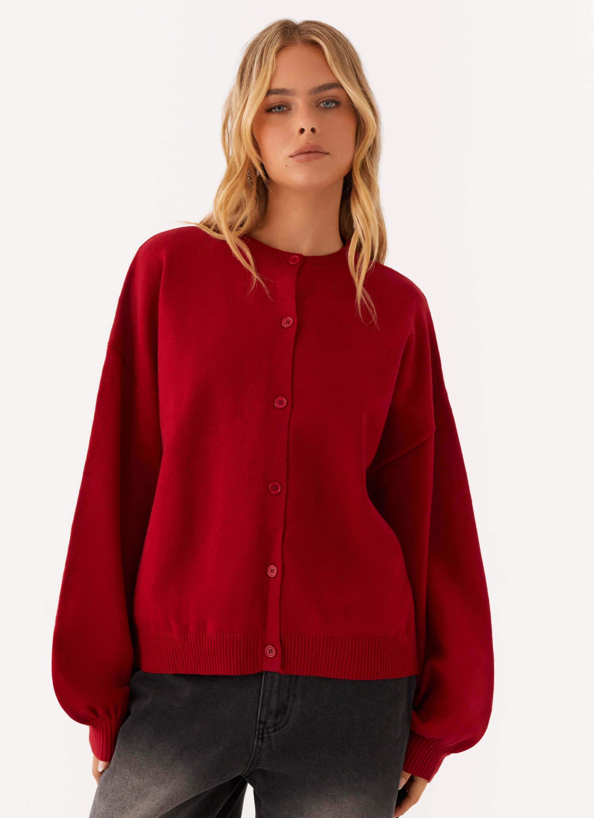 Joey Knit Cardigan - Wine - Image 5
