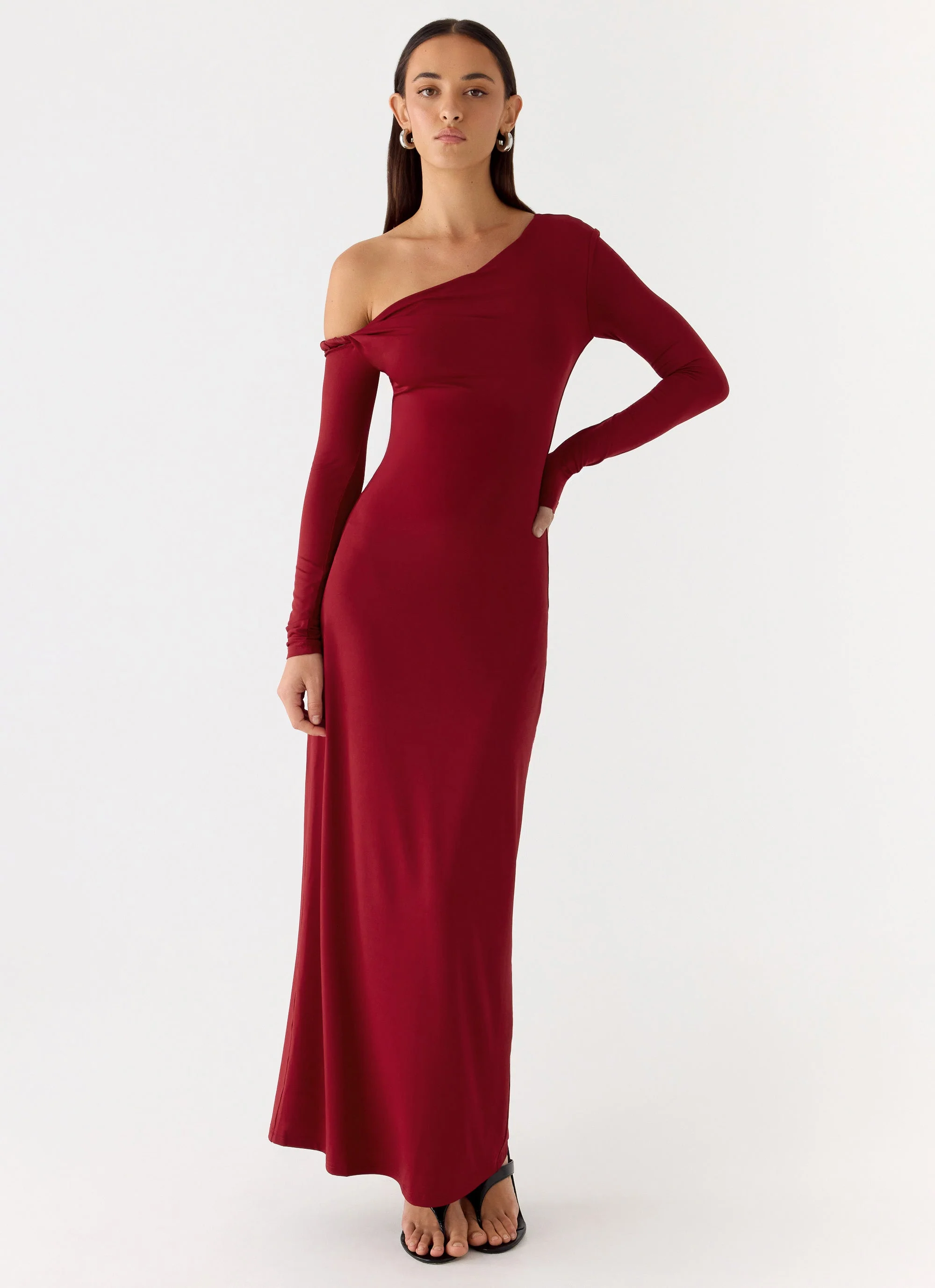 Jordana Twist Maxi Dress - Merlot - Image 4